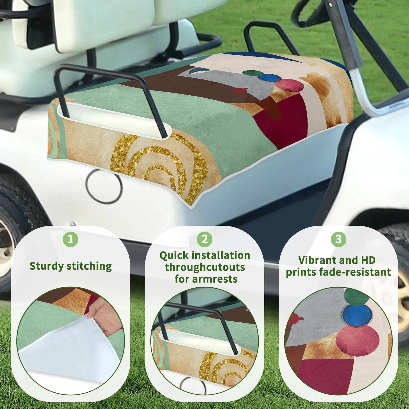 Tiveruda Golf Cart Seat Cover for Double Seats image 3