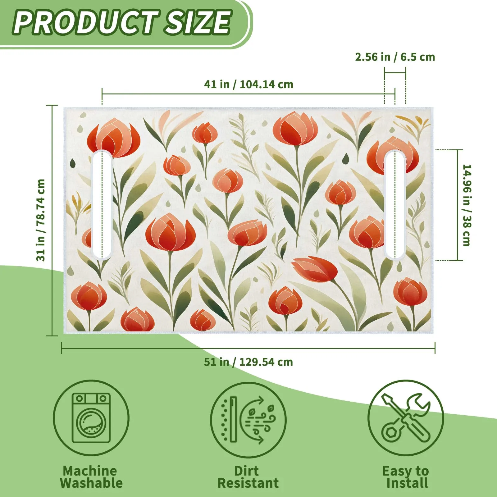 Tiveruda Flower Tulip Golf Cart Seat Cover, 51 x 31 in image 2