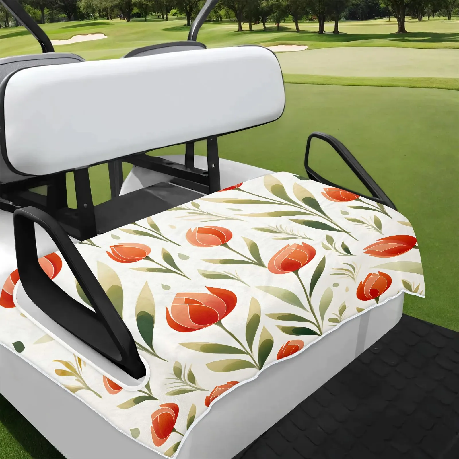 Tiveruda Flower Tulip Golf Cart Seat Cover, 51 x 31 in