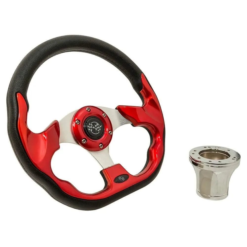 GTW 12.5-Inch Red Steering Wheel for Yamaha Golf Carts