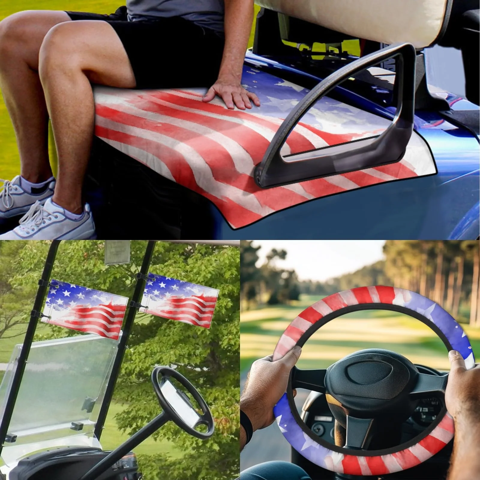 INSTANTARTS Flying American Flag Golf Cart Cover Set image 2