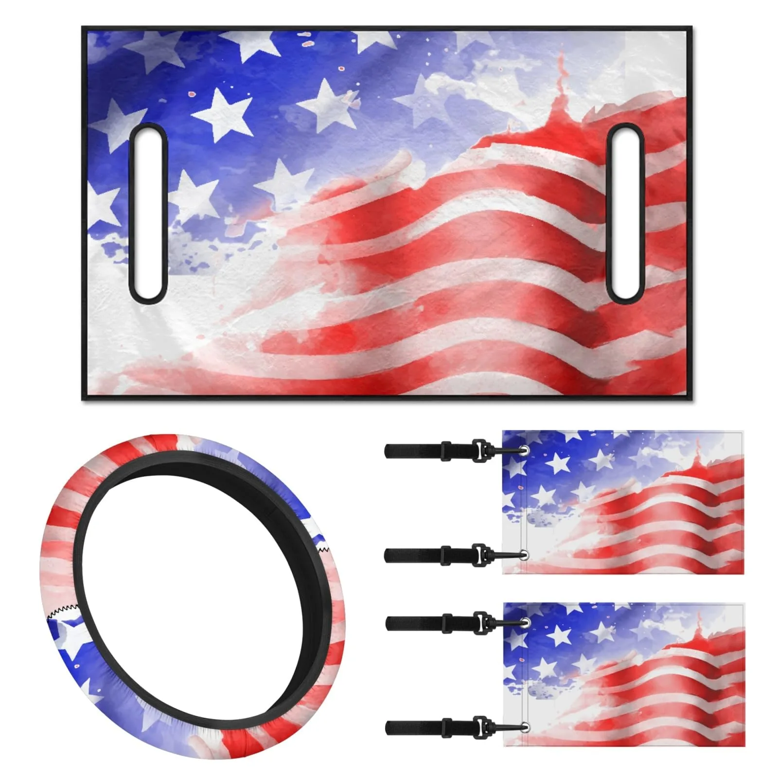 INSTANTARTS Flying American Flag Golf Cart Cover Set
