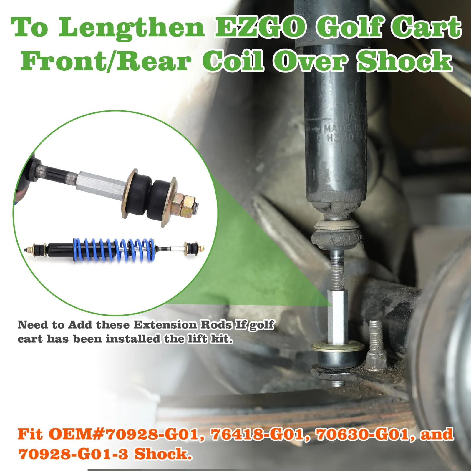 10L0L Shock Extension Rod Kit for E-Z-GO TXT & Medalist image 2