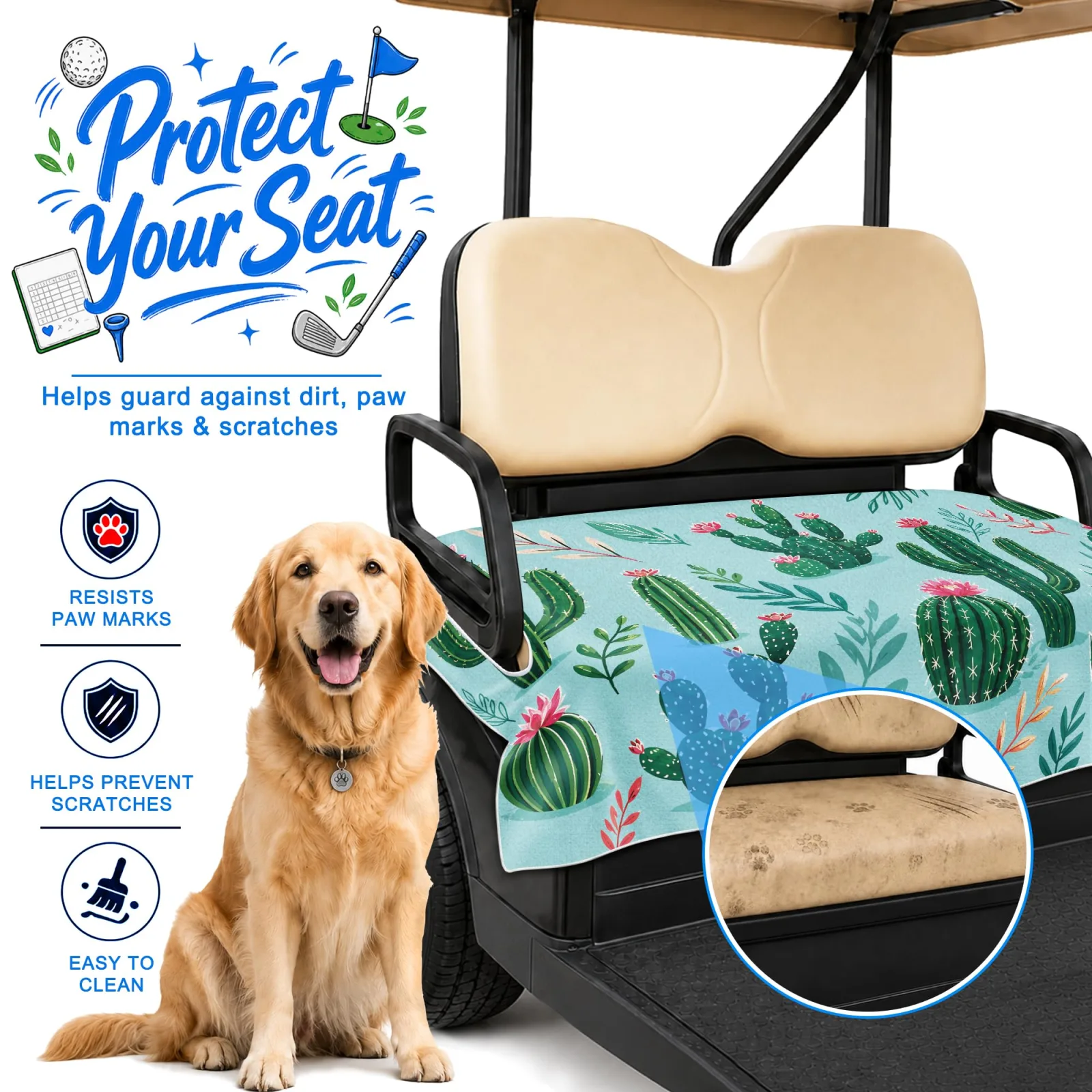YOKYHOM Golf Cart Seat Cover, 51 x 31 in, Part 05 image 4