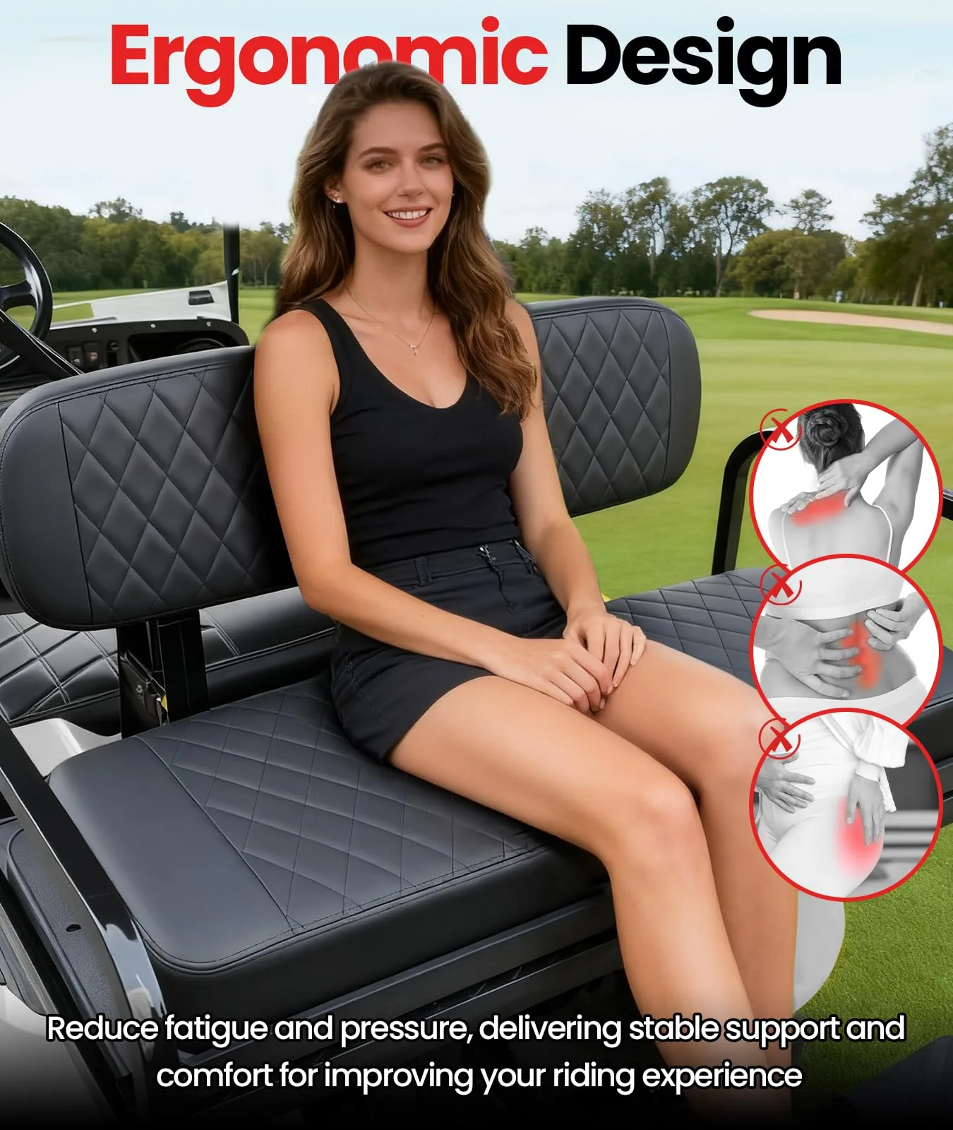 CASISPRO Golf Cart Rear Seat Cushion Assembly, Black image 4