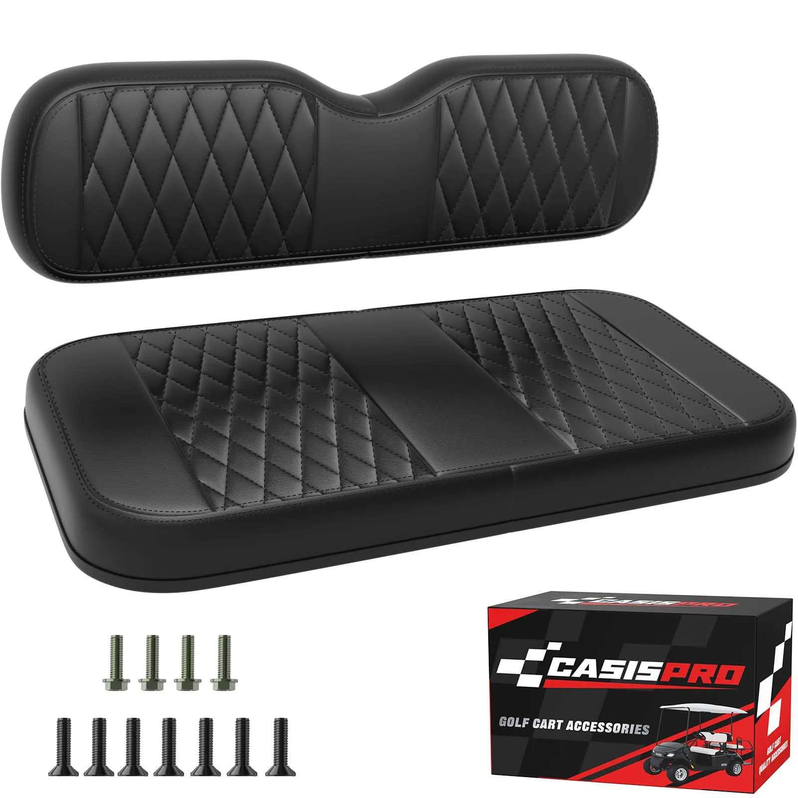 CASISPRO Golf Cart Rear Seat Cushion Assembly, Black