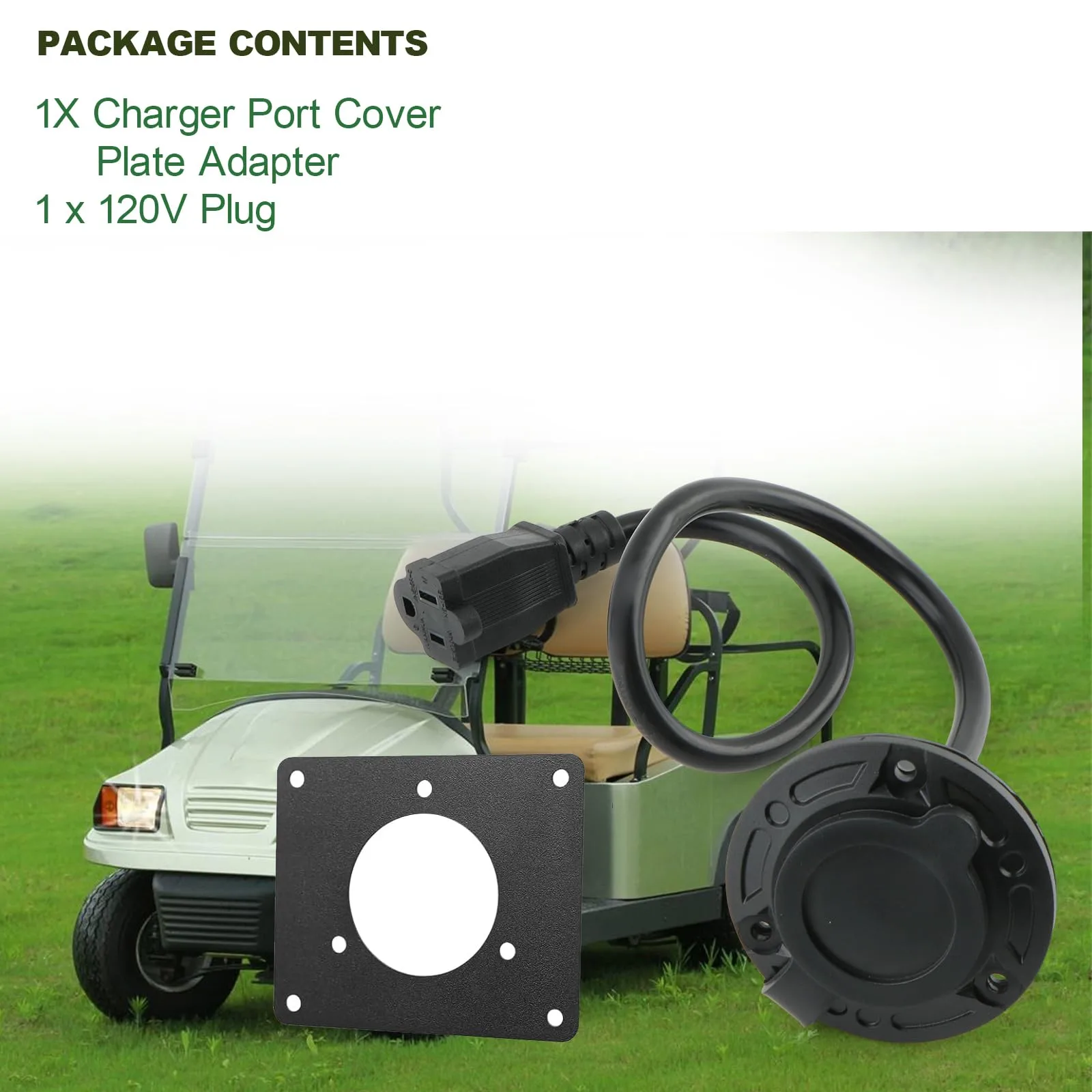 E-Z-GO TXT36 Charger Port Cover Plate Adapter with 120V Plug image 2