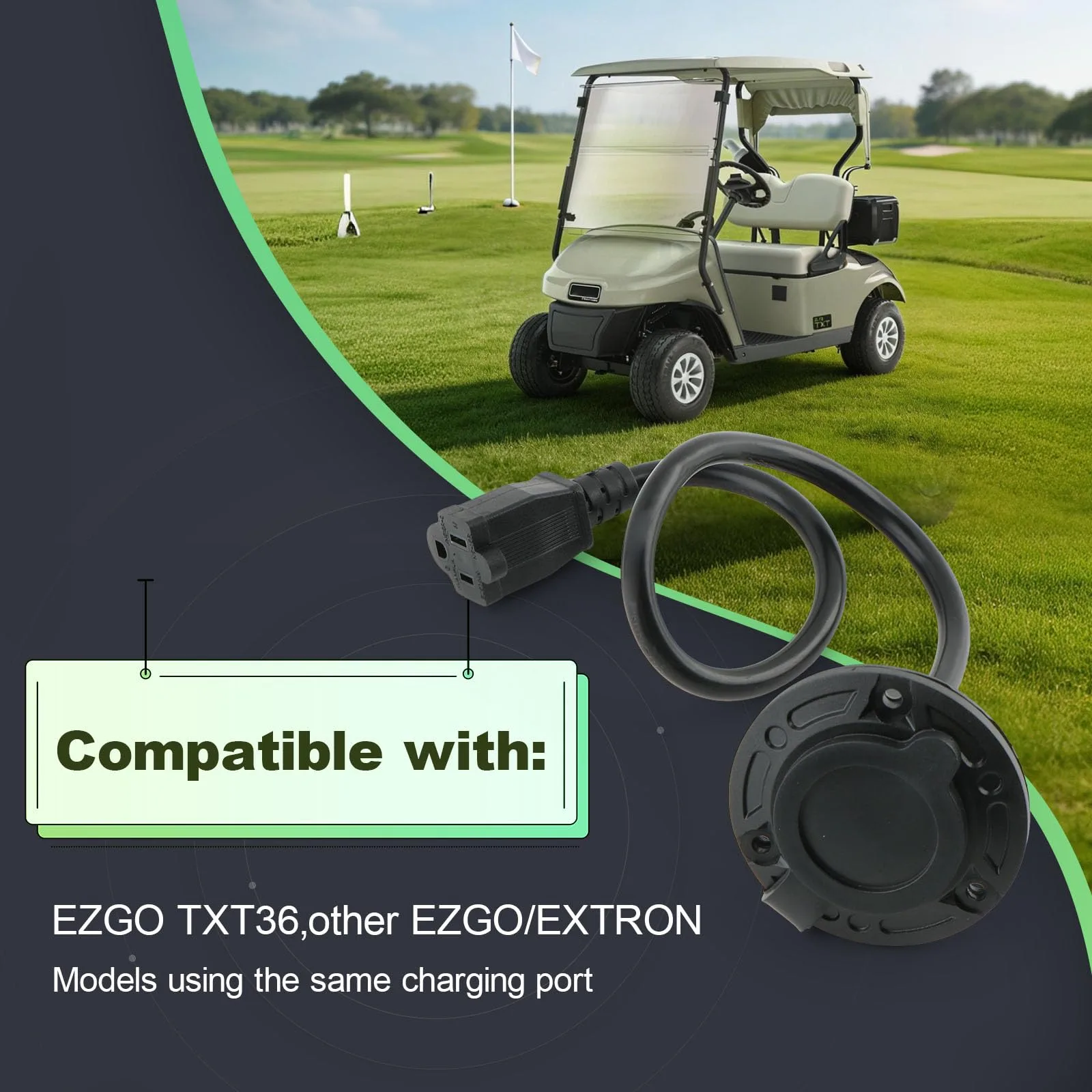 E-Z-GO TXT36 Charger Port Cover Plate Adapter with 120V Plug image 3