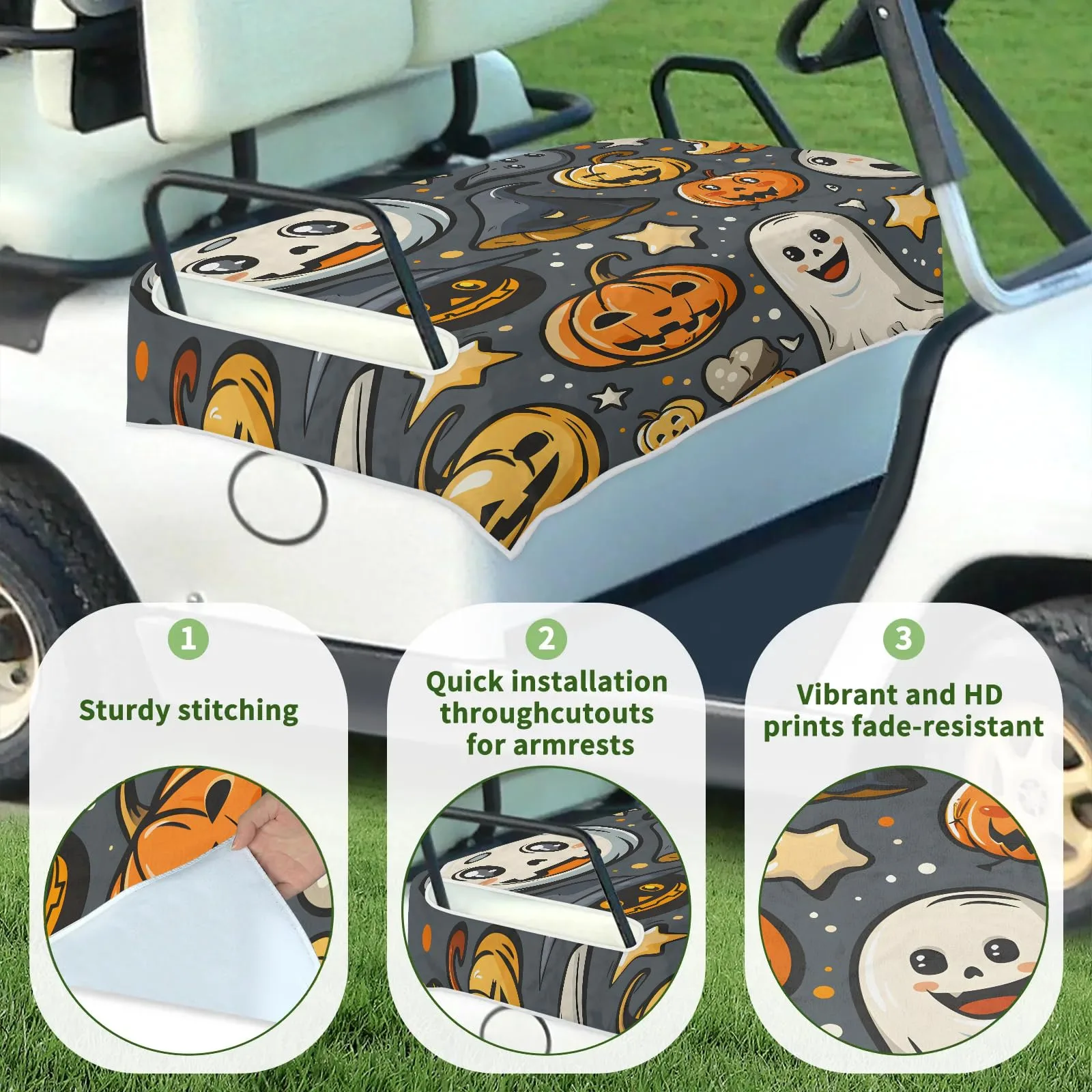 Tiveruda Halloween Ghost Golf Cart Seat Cover, 51 x 31 in image 3