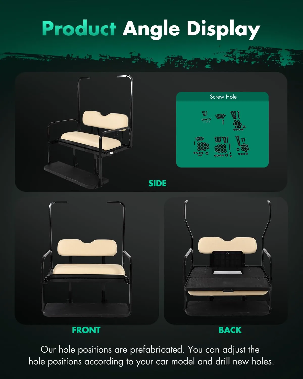 SCITOO Rear Seat Kit for Club Car DS 2000-2013, Wheat image 3