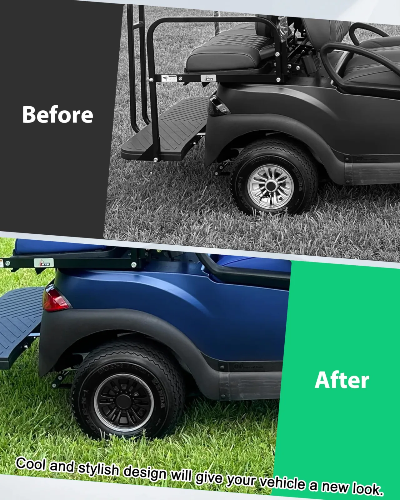 LDETXY 8-Inch Matte Black Golf Cart Hub Caps image 2