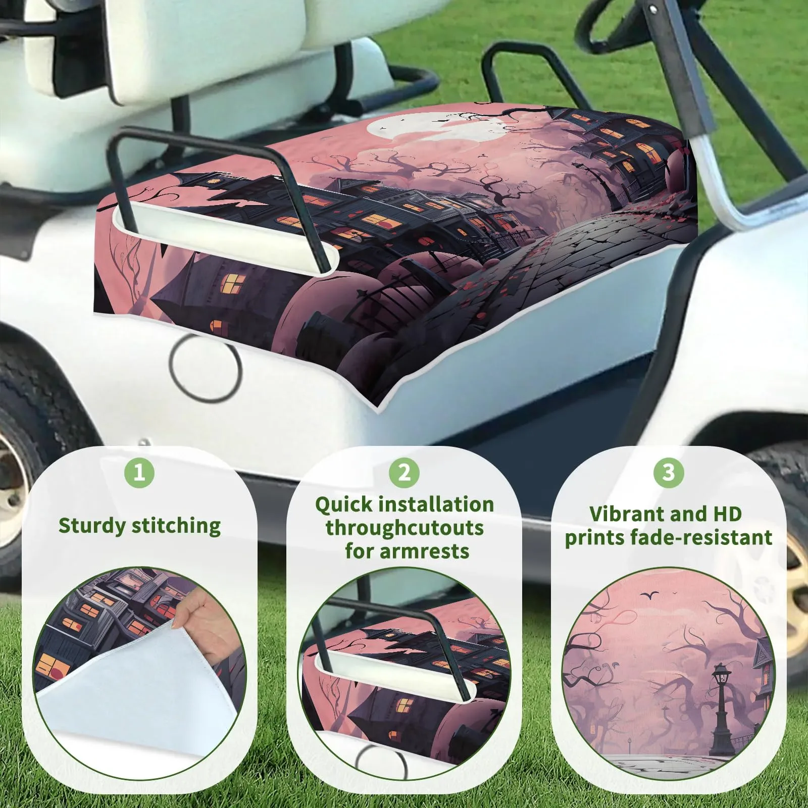 Tiveruda Halloween Golf Cart Seat Cover, 51 x 31 Inches image 3