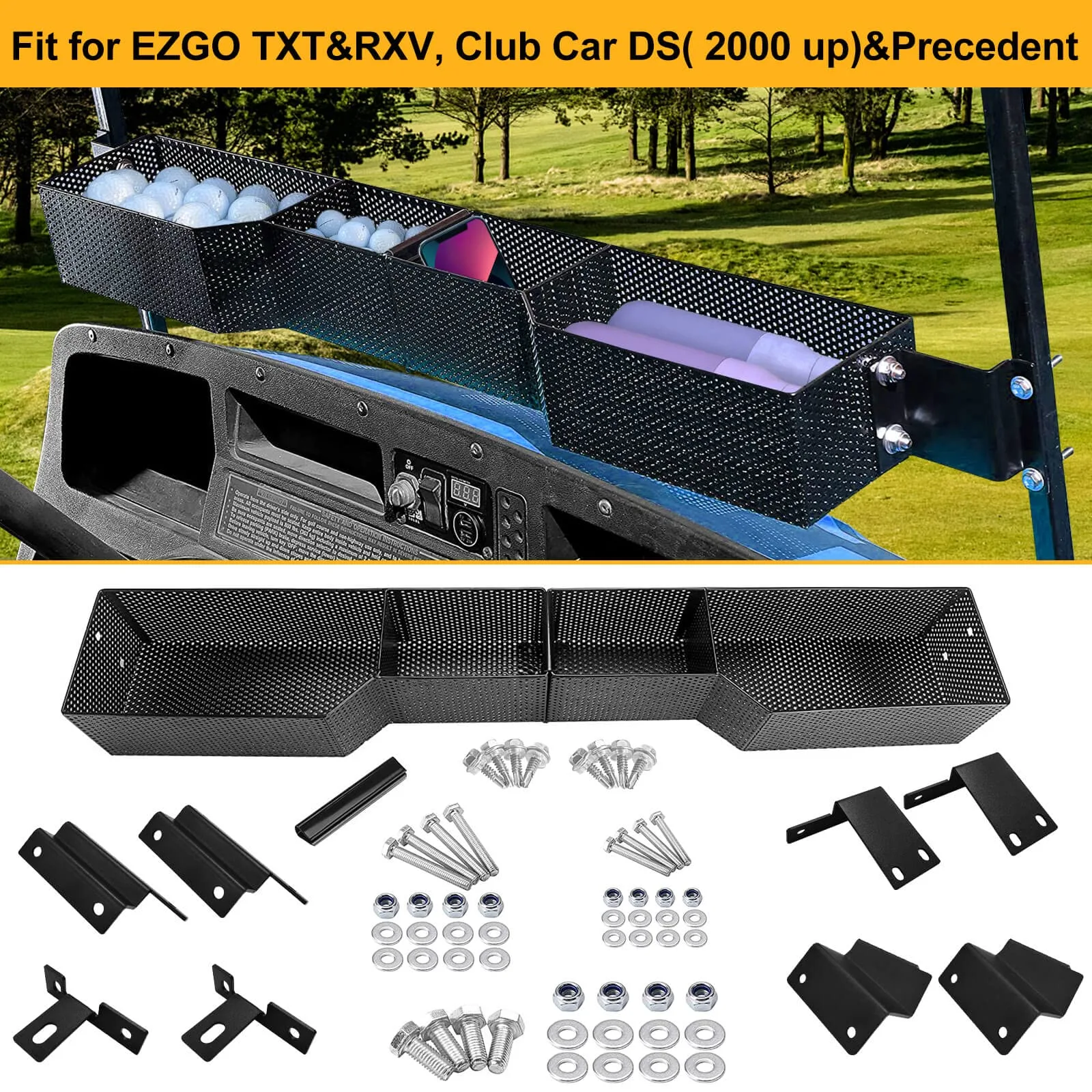 LEAPGOMAX Front Golf Cart Basket for E-Z-GO and Club Car image 3