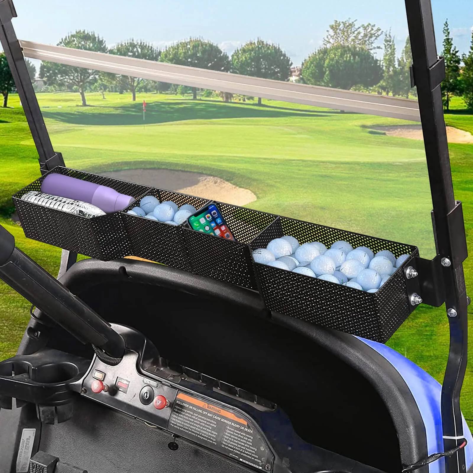 LEAPGOMAX Front Golf Cart Basket for E-Z-GO and Club Car