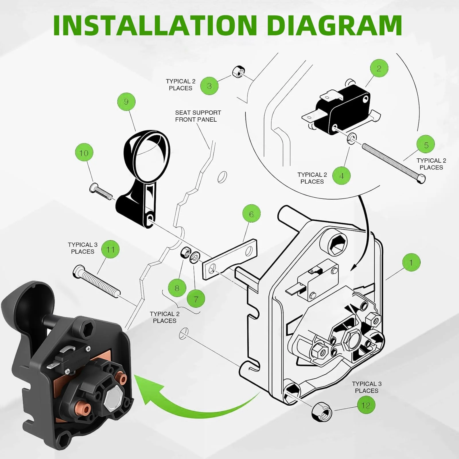 OXTOUF 36V Club Car DS Forward/Reverse Switch Assembly image 4