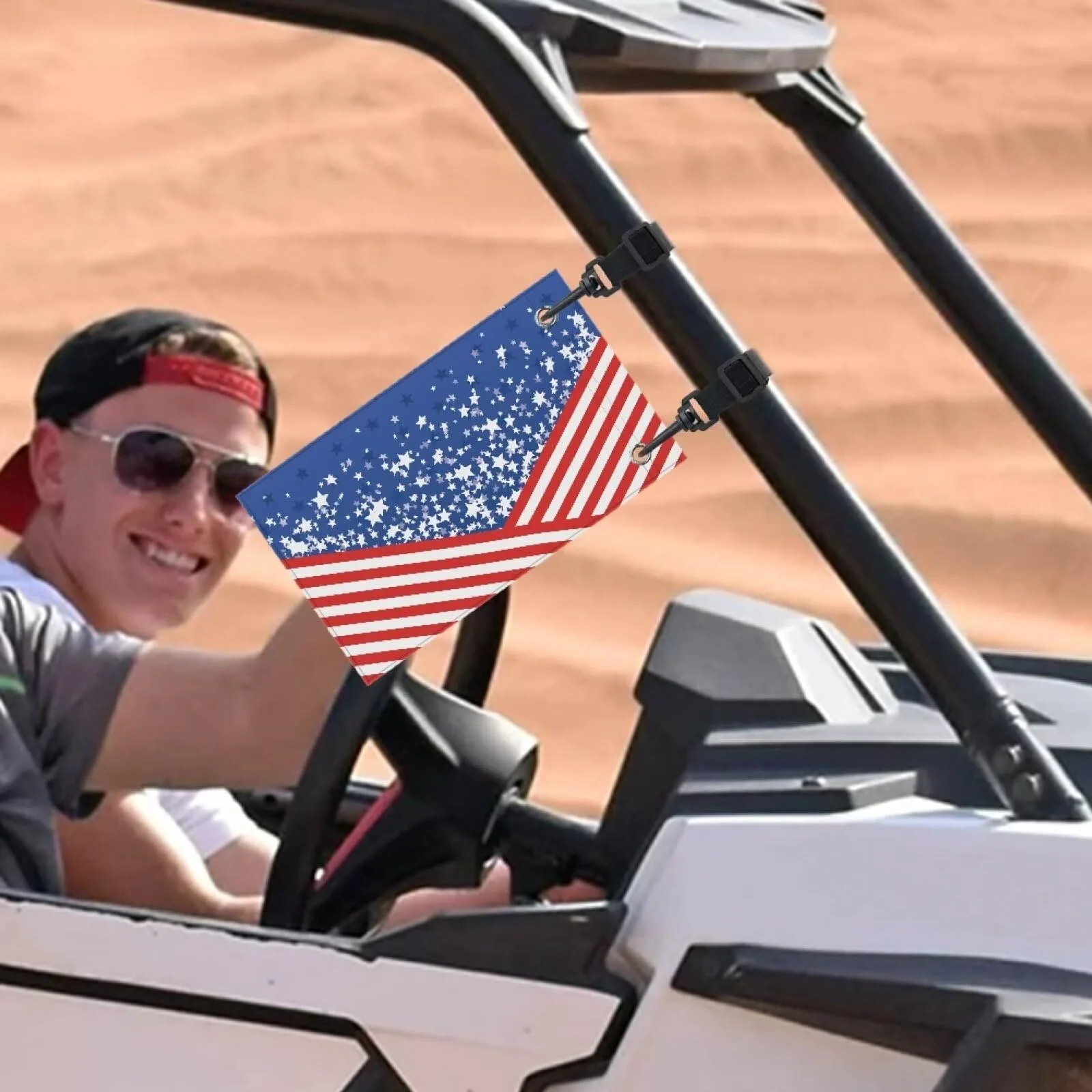 Suobstales Golf Cart American Flag with Strap Bracket image 4