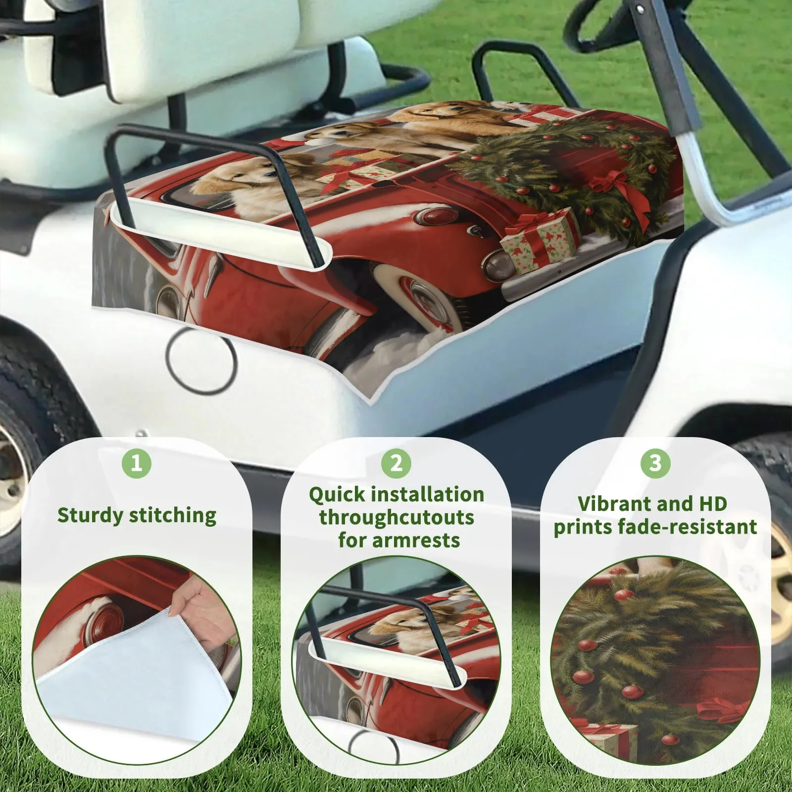 Tiveruda Golf Cart Seat Cover for Double Seats, 51 x 31 in image 3