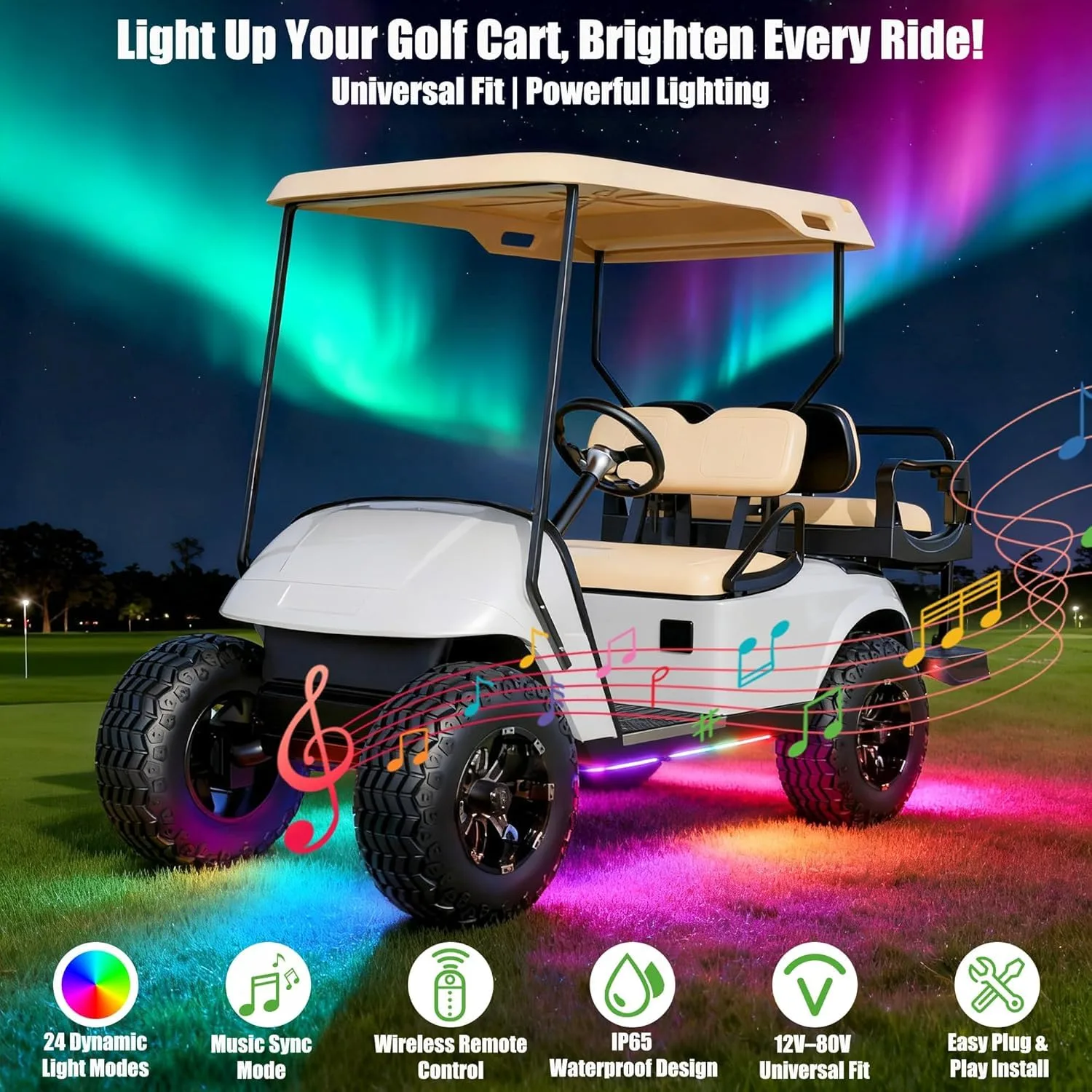 10L0L Golf Cart Underglow Light Kit, 12V-80V image 2