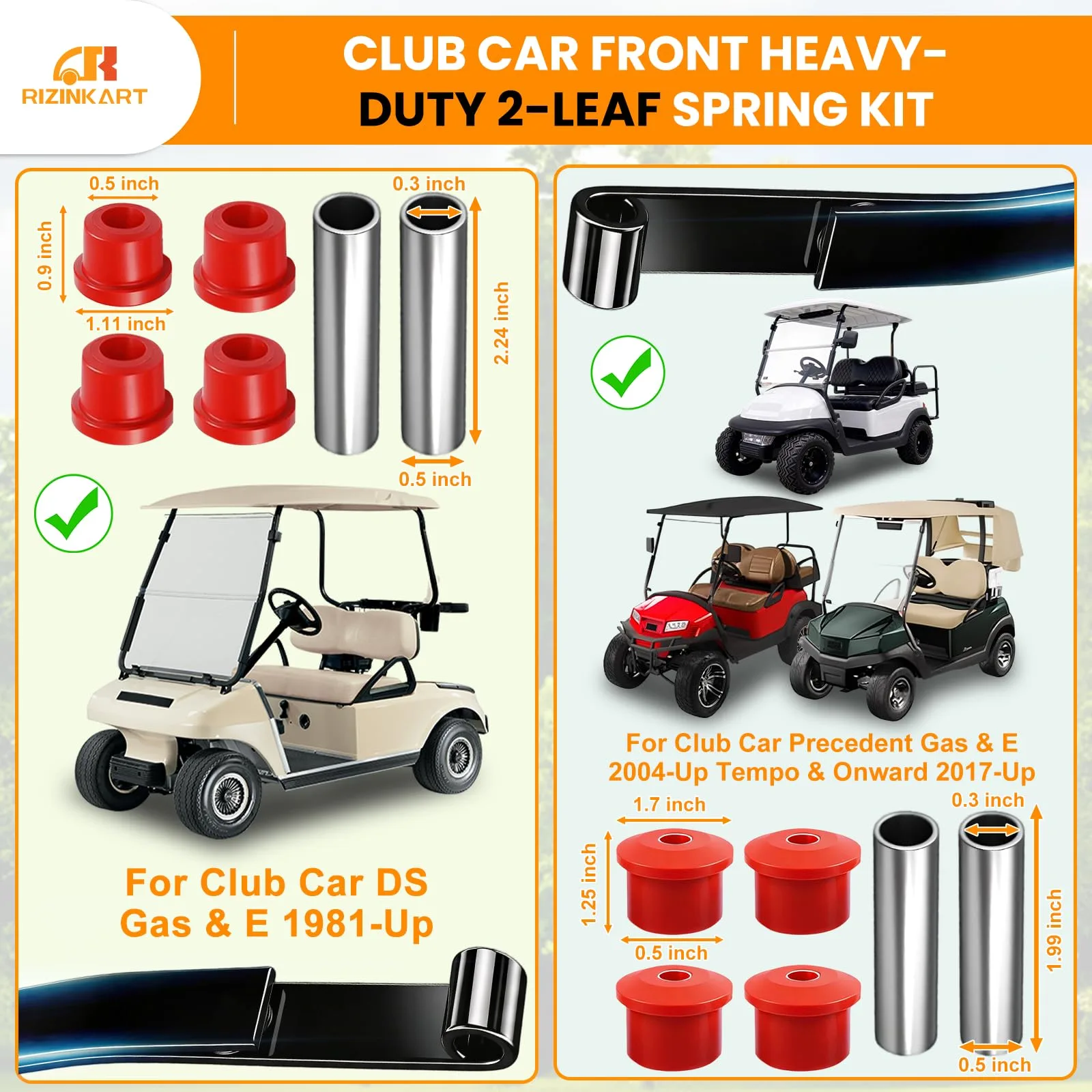 RIZINKART Front Leaf Spring Kit for Club Car DS & Precedent image 2