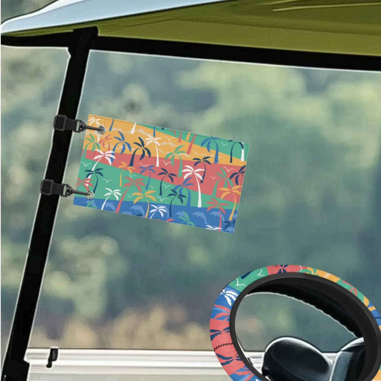 INSTANTARTS Coconut Tree Golf Cart Seat Cover Set image 2