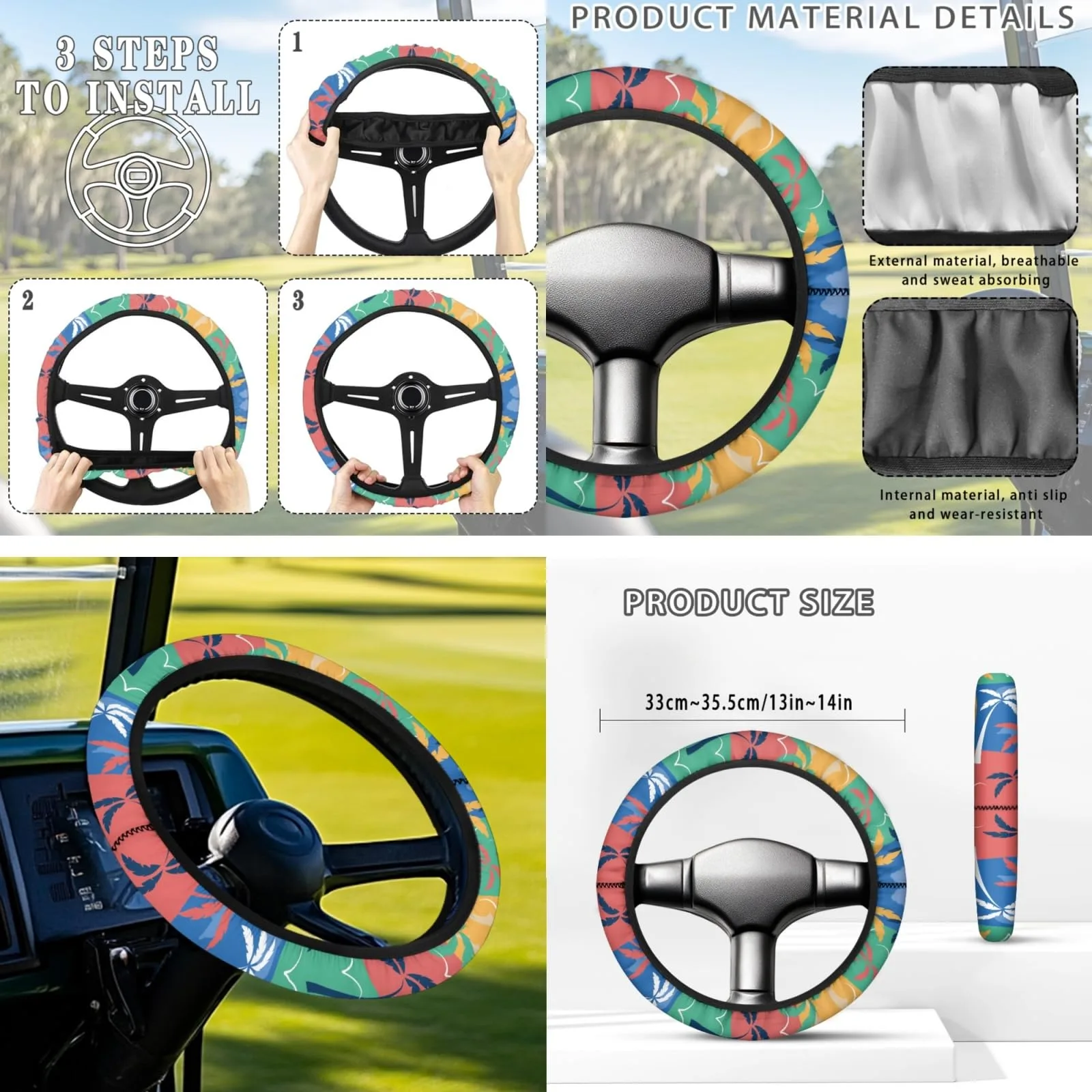 INSTANTARTS Coconut Tree Golf Cart Seat Cover Set image 4