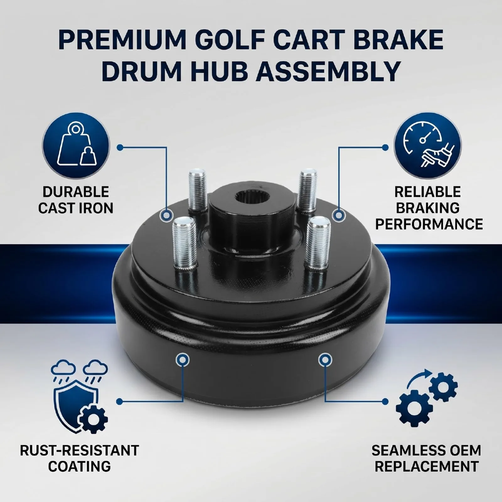 Generic Brake Drum Hub Assembly for E-Z-GO TXT PDS image 4