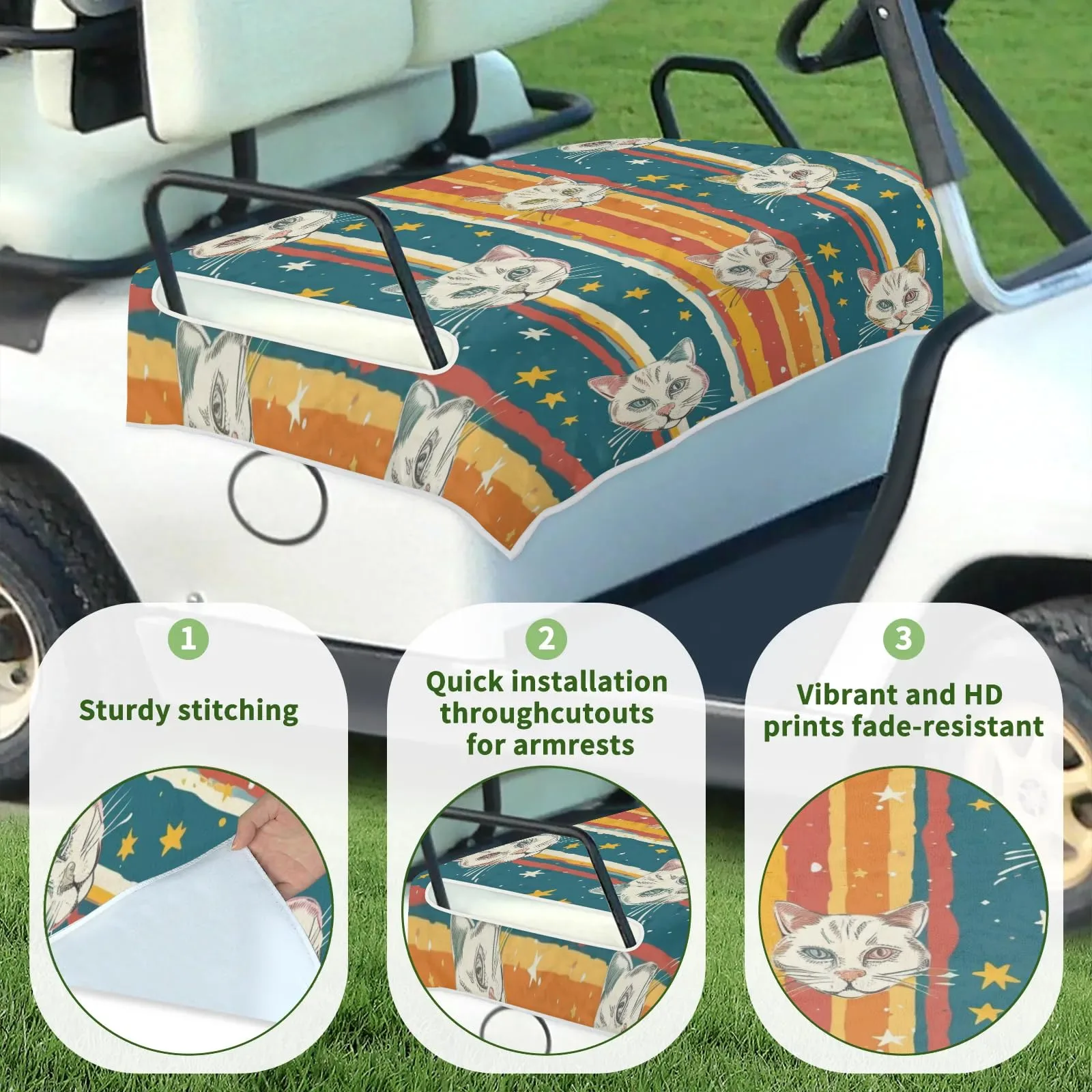 Tiveruda Golf Cart Seat Cover for Double Seats image 3