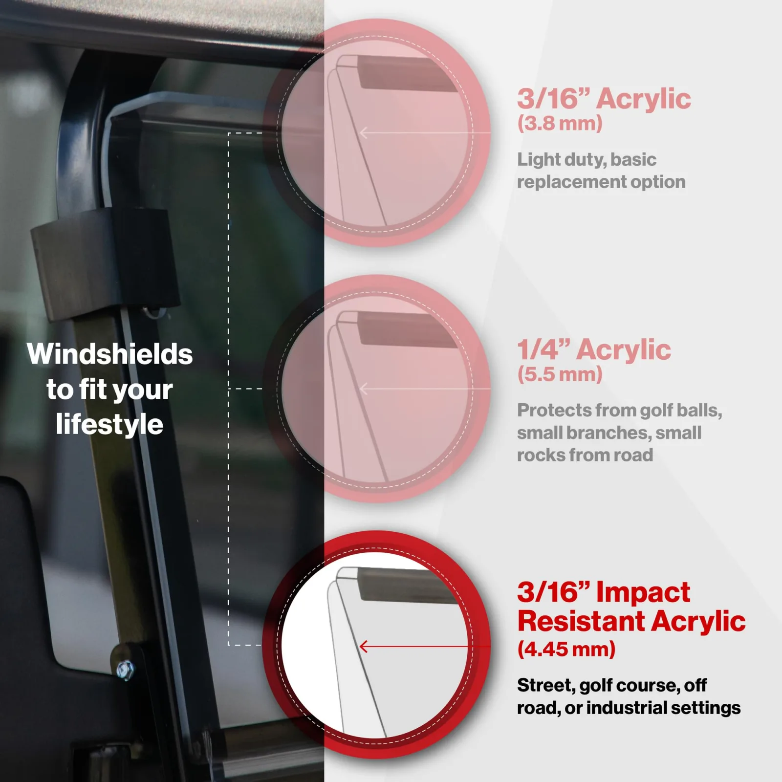 RED DOT Folding Windshield for E-Z-GO Express L6/S6 image 3