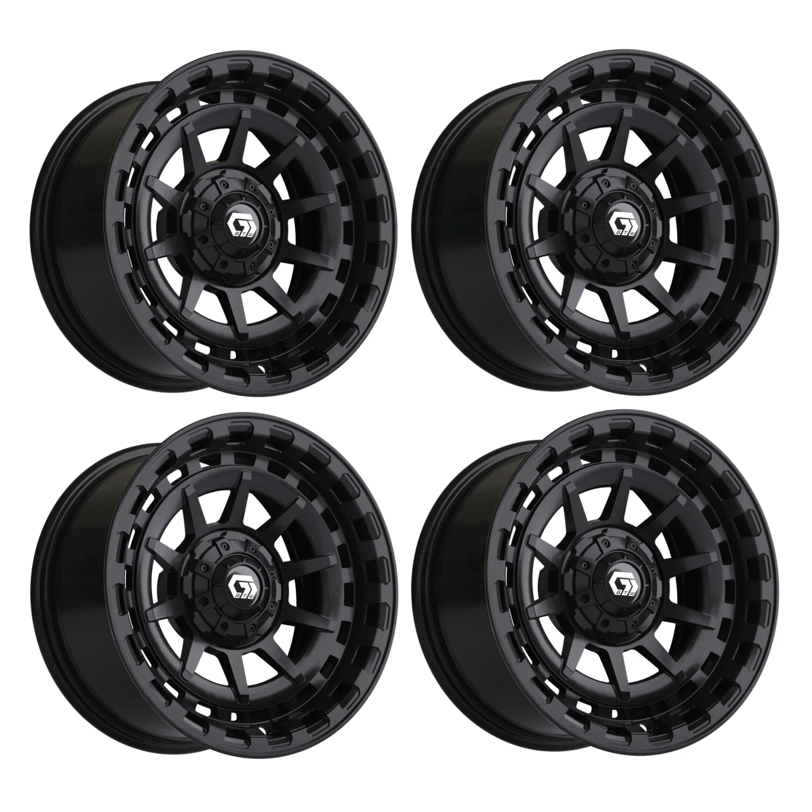 GTW Barricade 14-Inch Gloss Black Golf Cart Wheels
