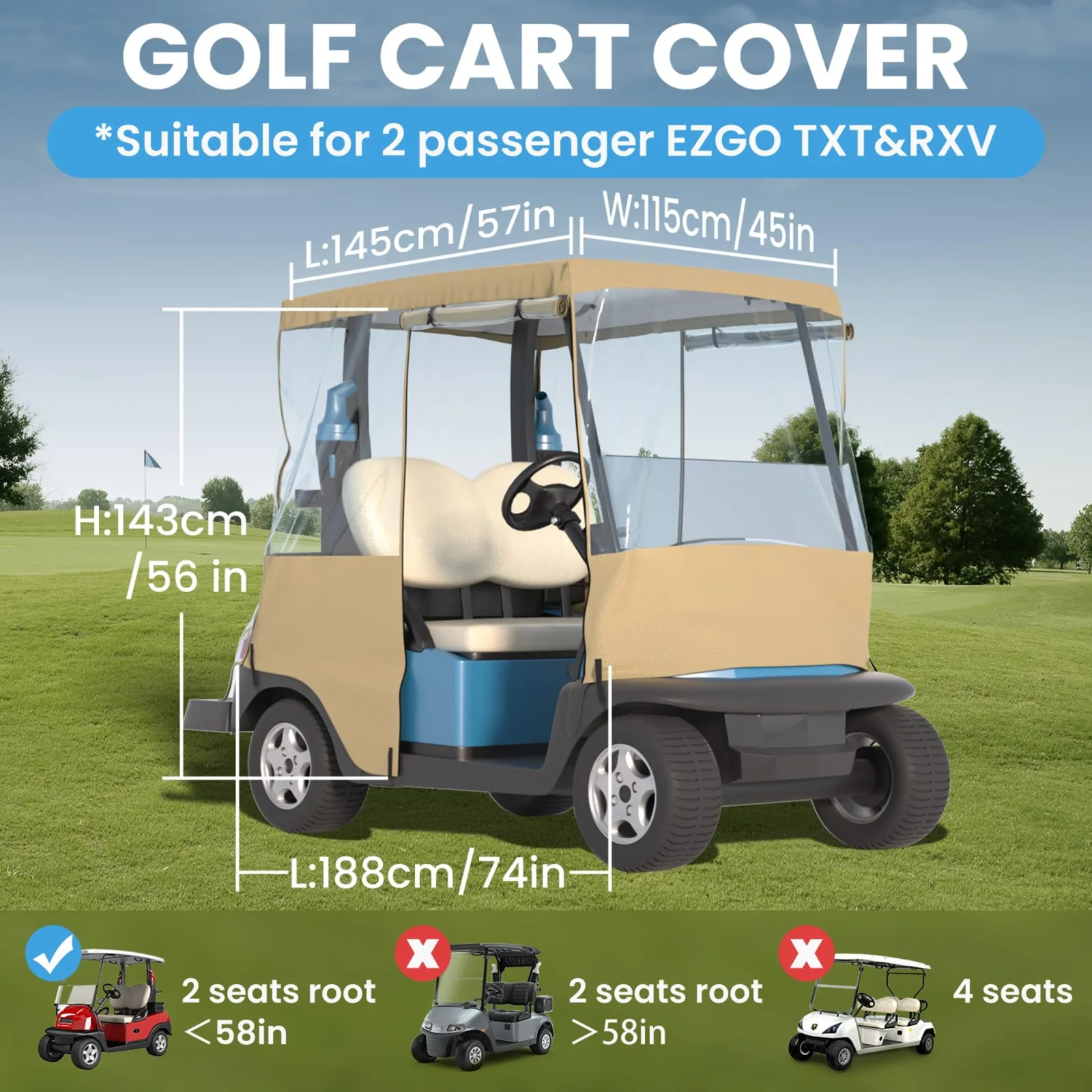 Santiano 2-Passenger Golf Cart Driving Enclosure image 2