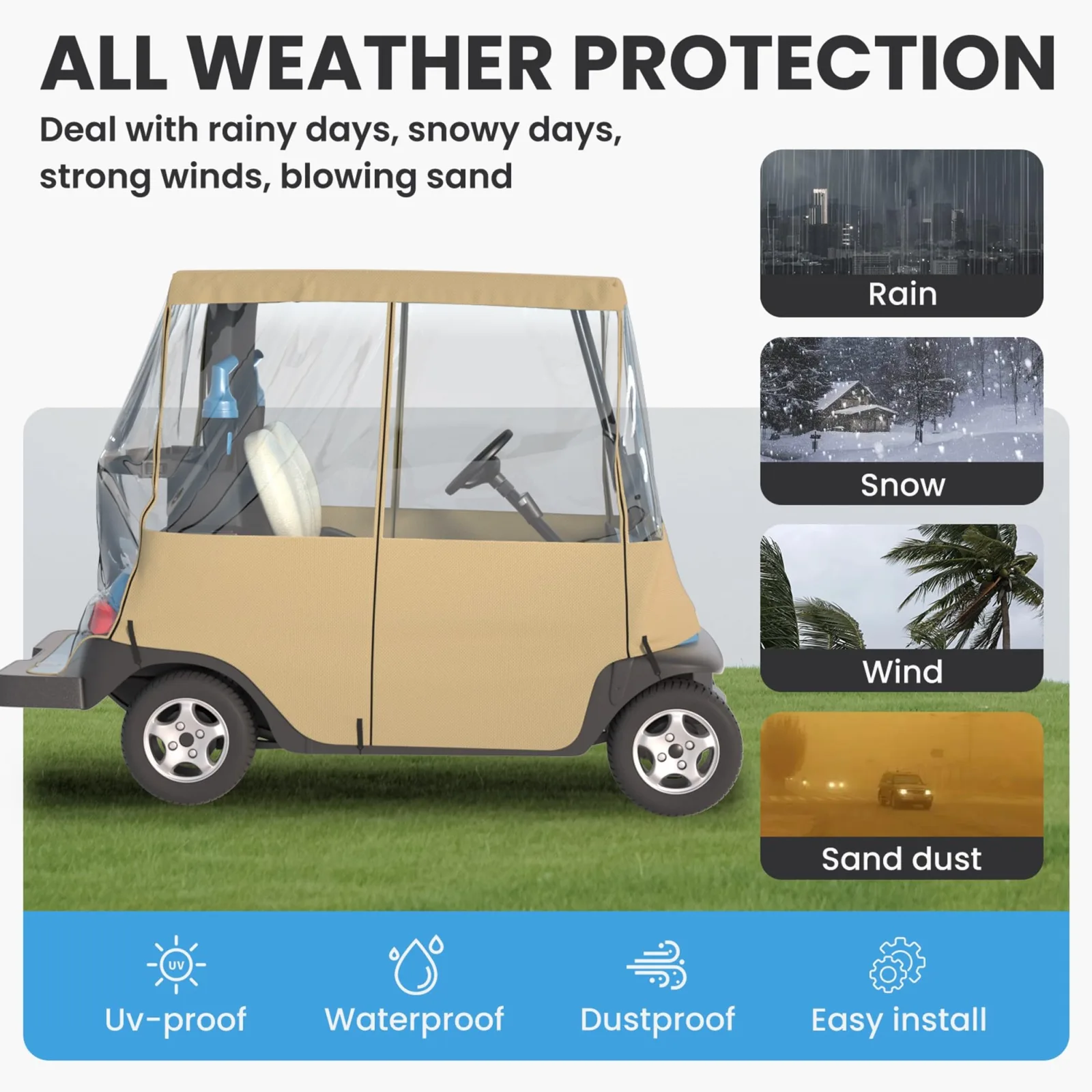 Santiano 2-Passenger Golf Cart Driving Enclosure image 3