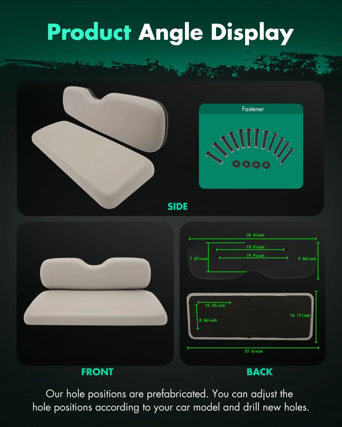 SCITOO Rear Golf Cart Seat Cushions, Stone image 3