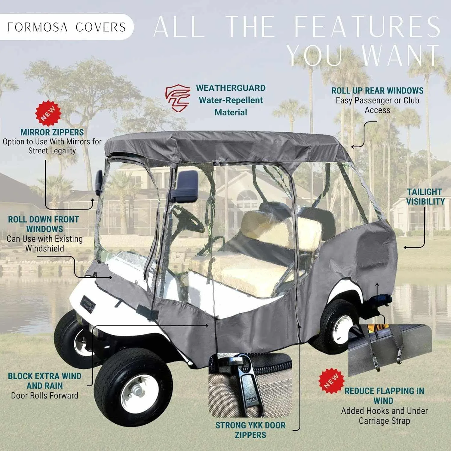 Formosa Covers 2+2 Golf Cart Enclosure for 58-Inch Roofs image 3
