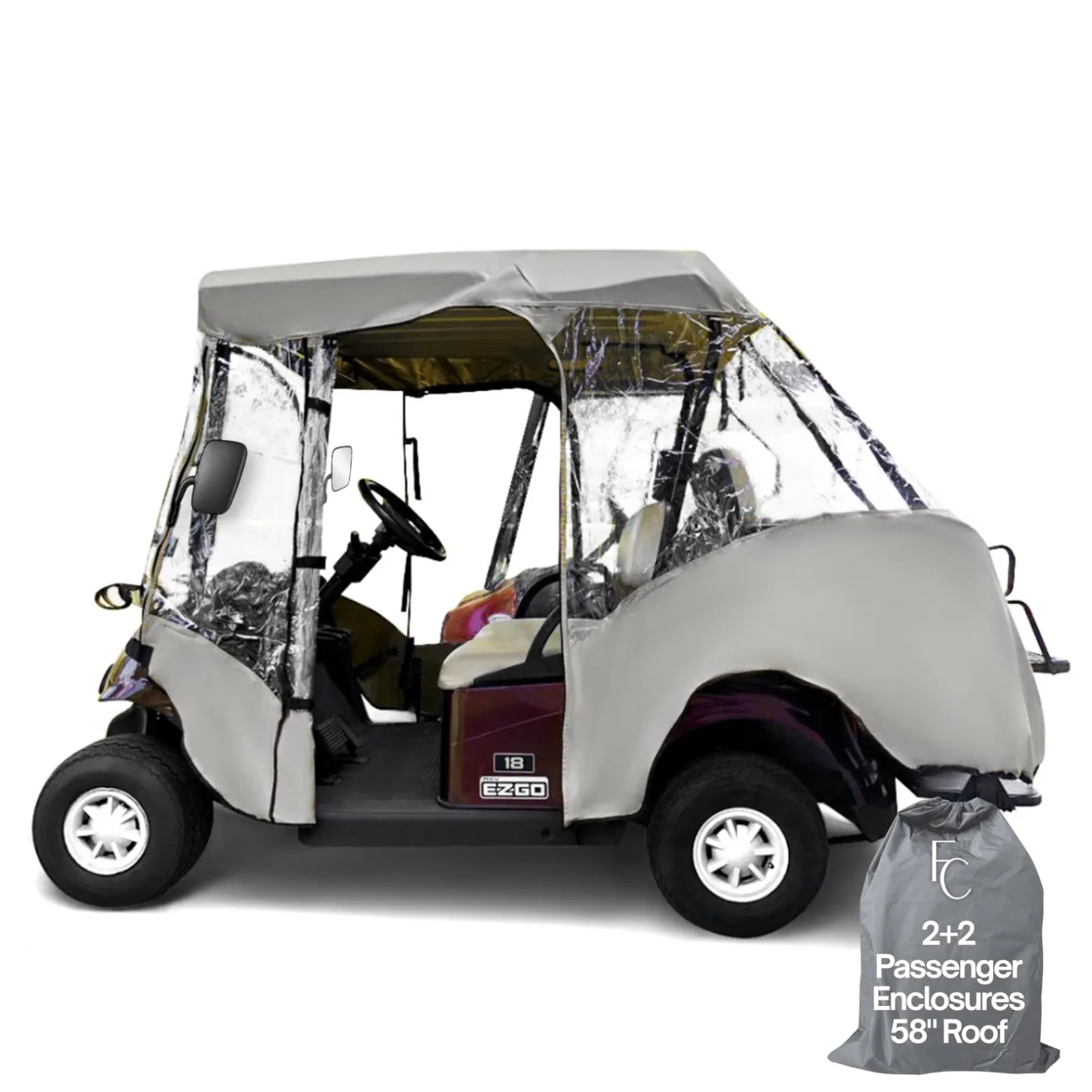 Formosa Covers 2+2 Golf Cart Enclosure for 58-Inch Roofs