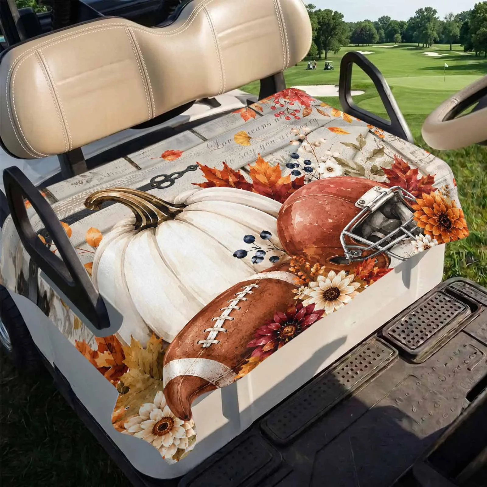 Hokiten Microfiber 2-Passenger Golf Cart Seat Cover 51 x 31 – Light Brown image 3
