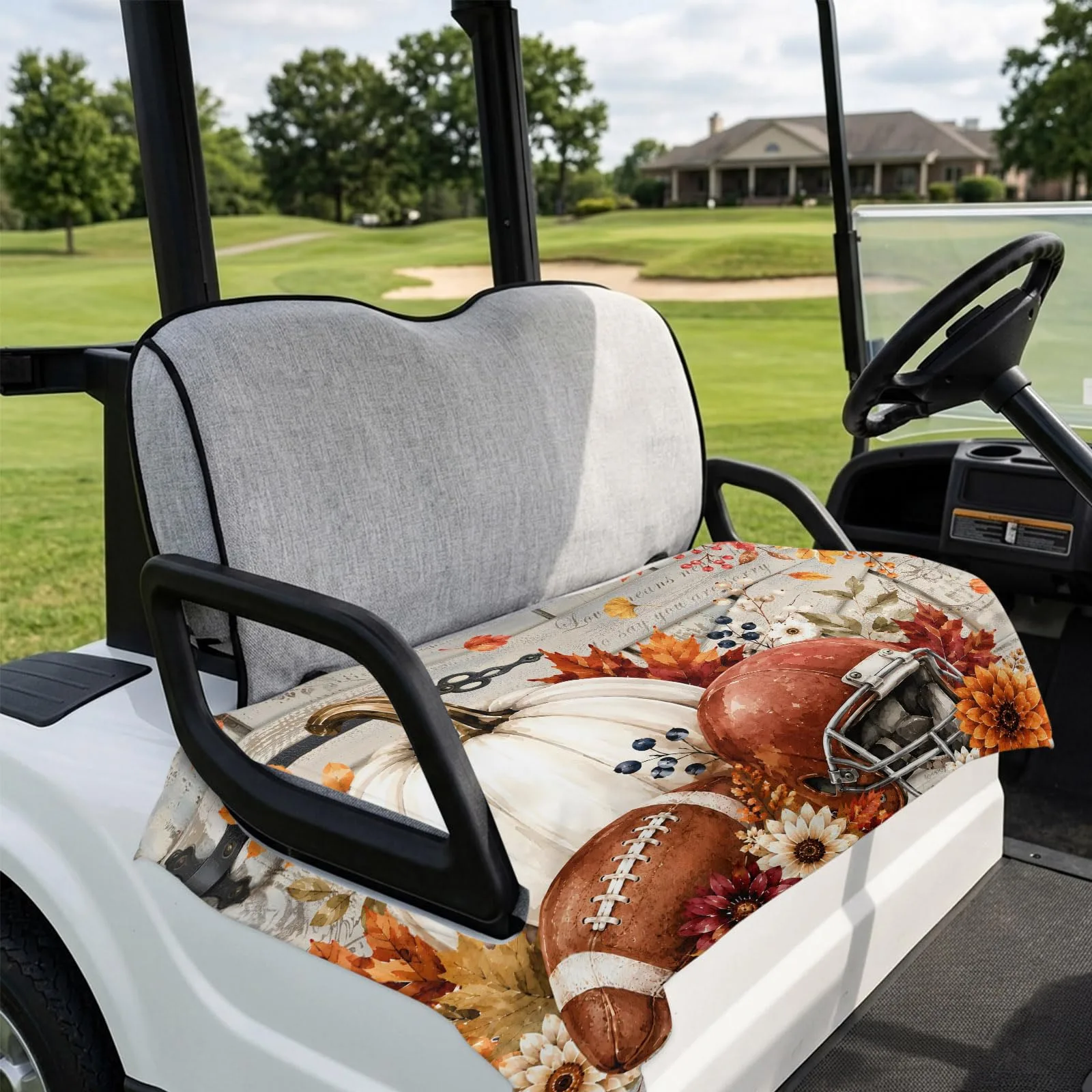 Hokiten Microfiber 2-Passenger Golf Cart Seat Cover 51 x 31 – Light Brown image 4