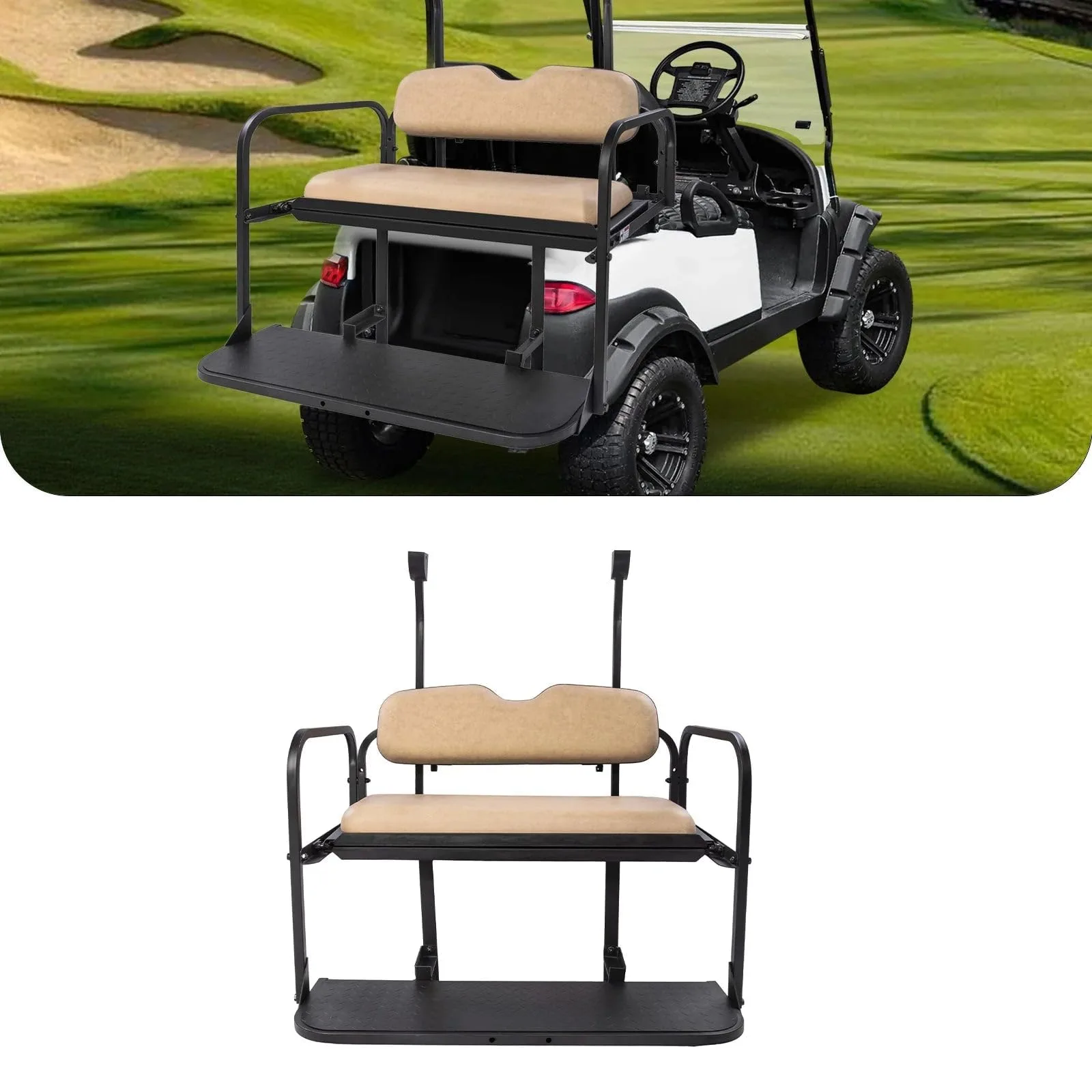 Rainier Parts Beige Rear Flip Seat Kit for Club Car Precedent
