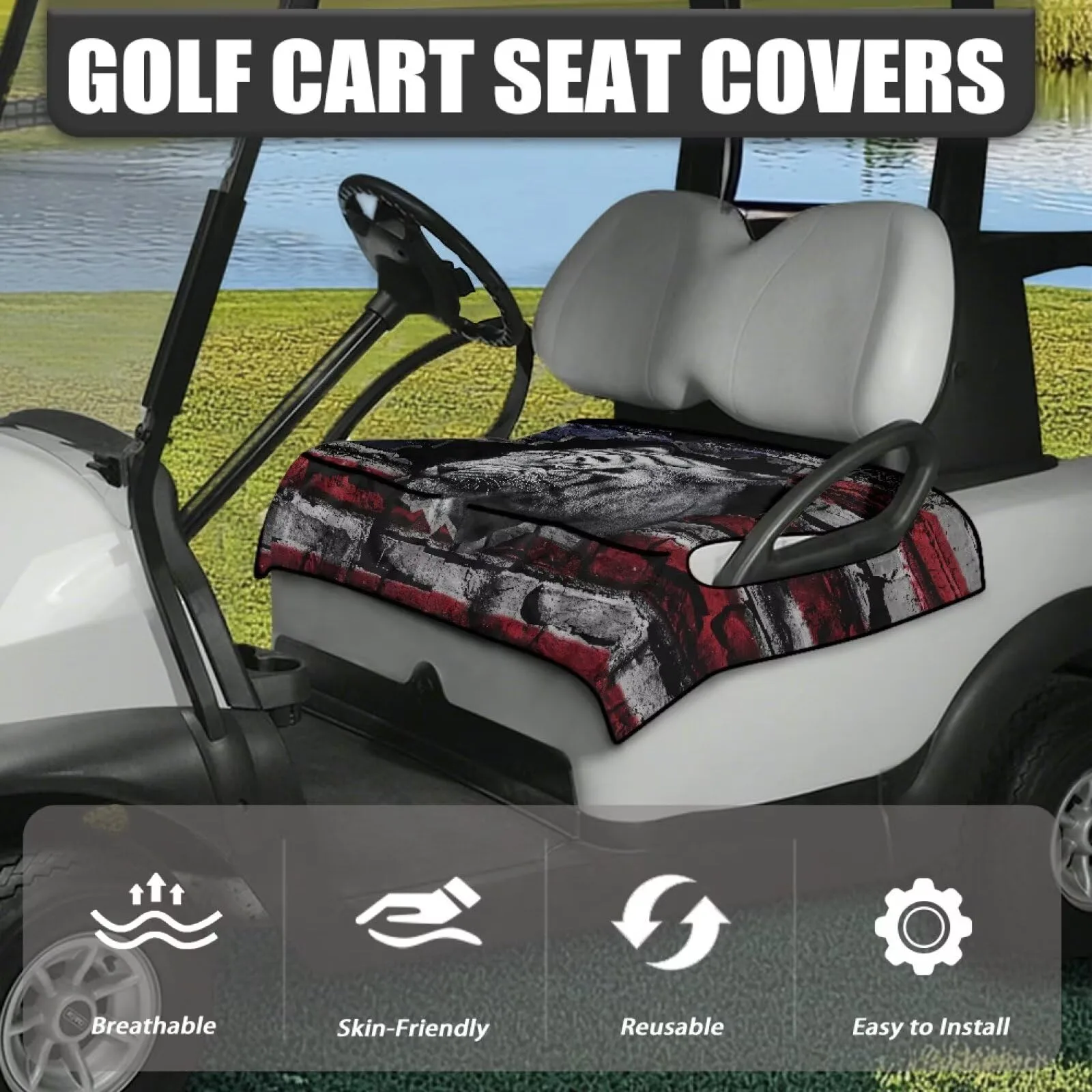 TOADDMOS Golf Cart Rear Seat Cover with 4 Pockets — TOAD-YSFA5125CZC80-8+ image 2