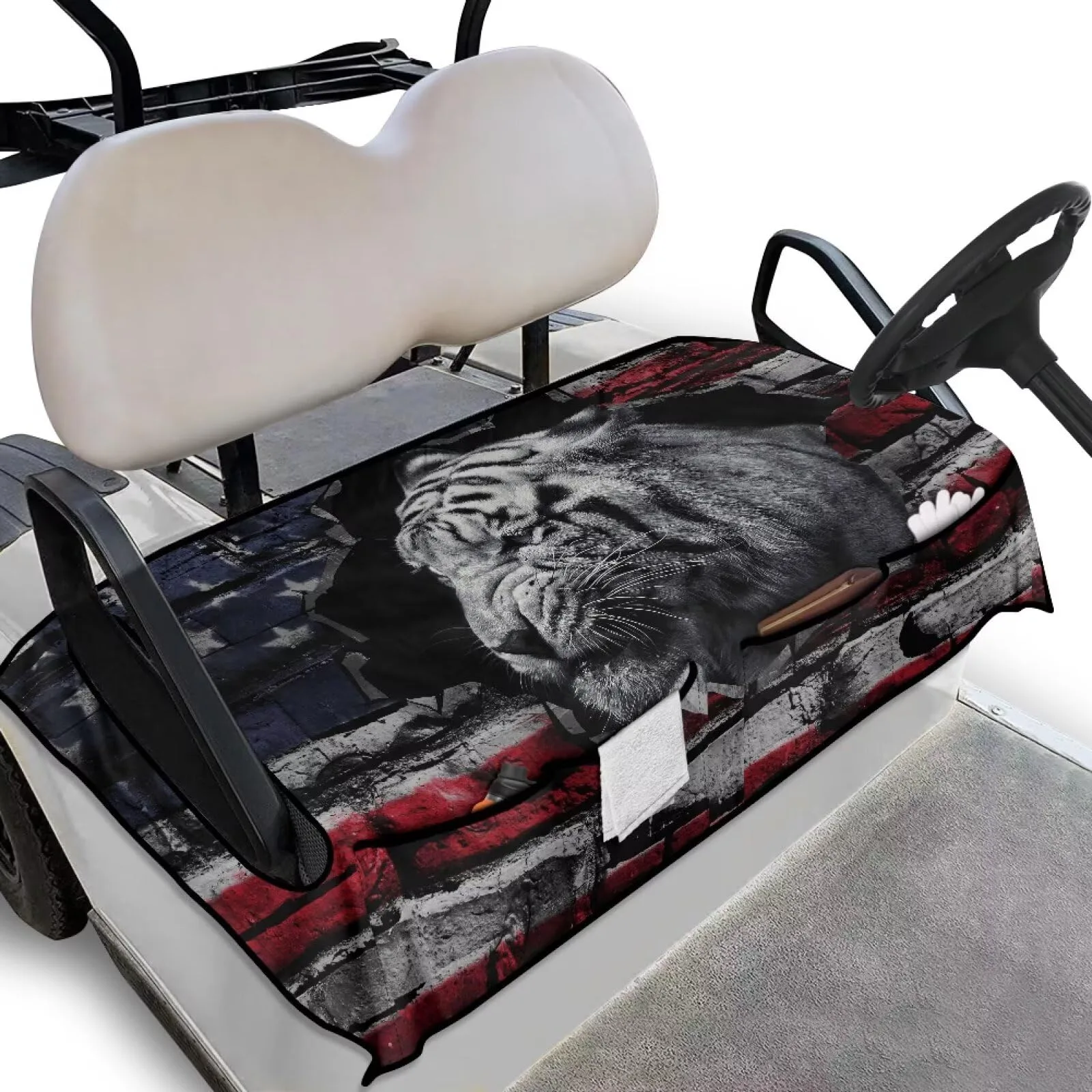 TOADDMOS Golf Cart Rear Seat Cover with 4 Pockets — TOAD-YSFA5125CZC80-8+