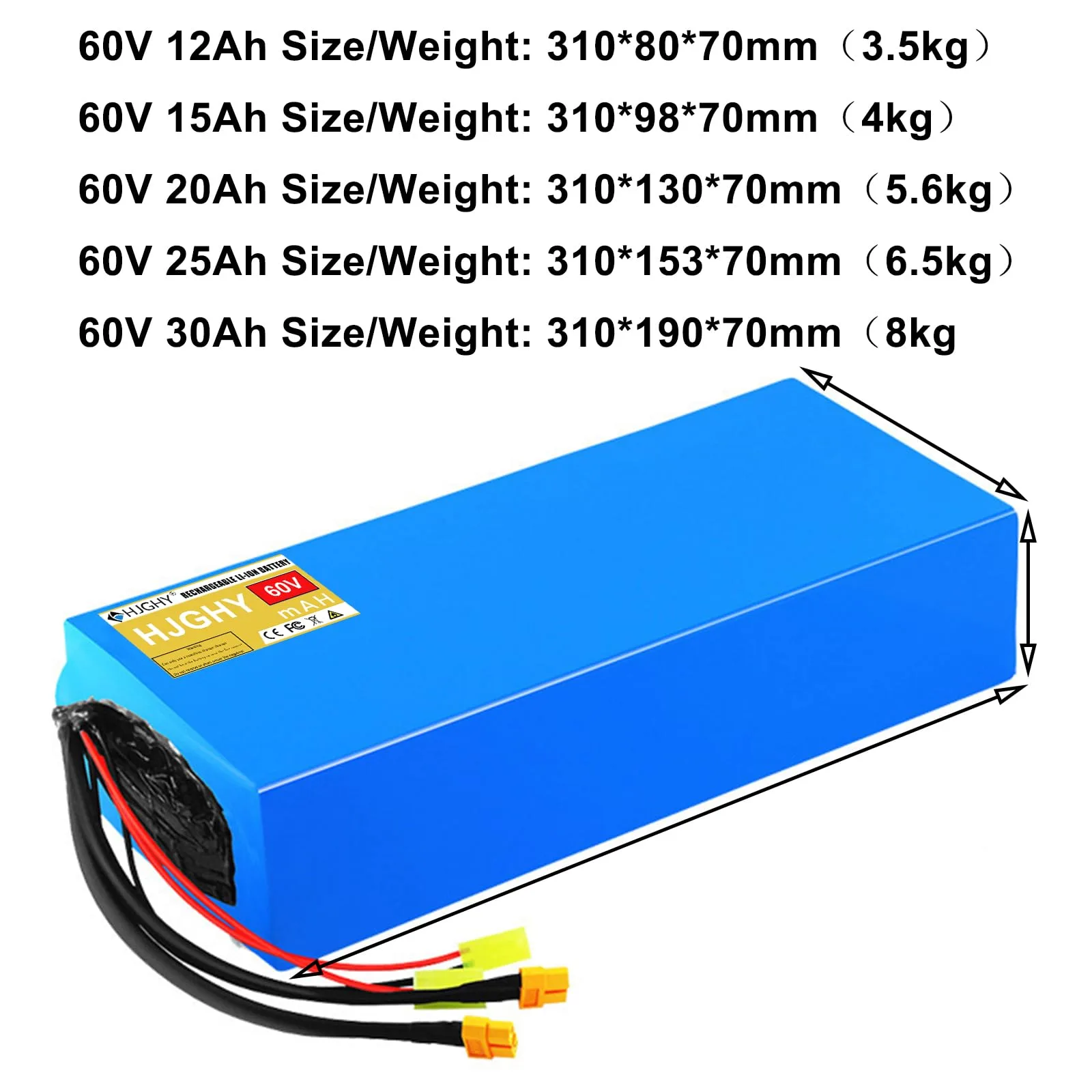 HJGHY 60V Lithium Battery Pack with 30A BMS image 2
