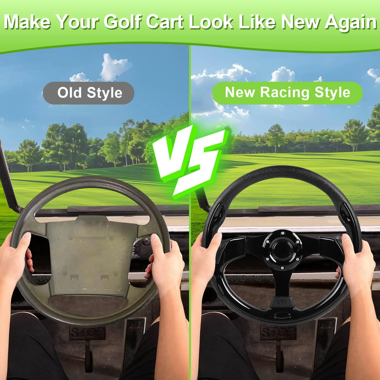 LEAPGOMAX 12.5 Inch Golf Cart Steering Wheel — Fits E-Z-GO, Club Car, Yamaha image 2