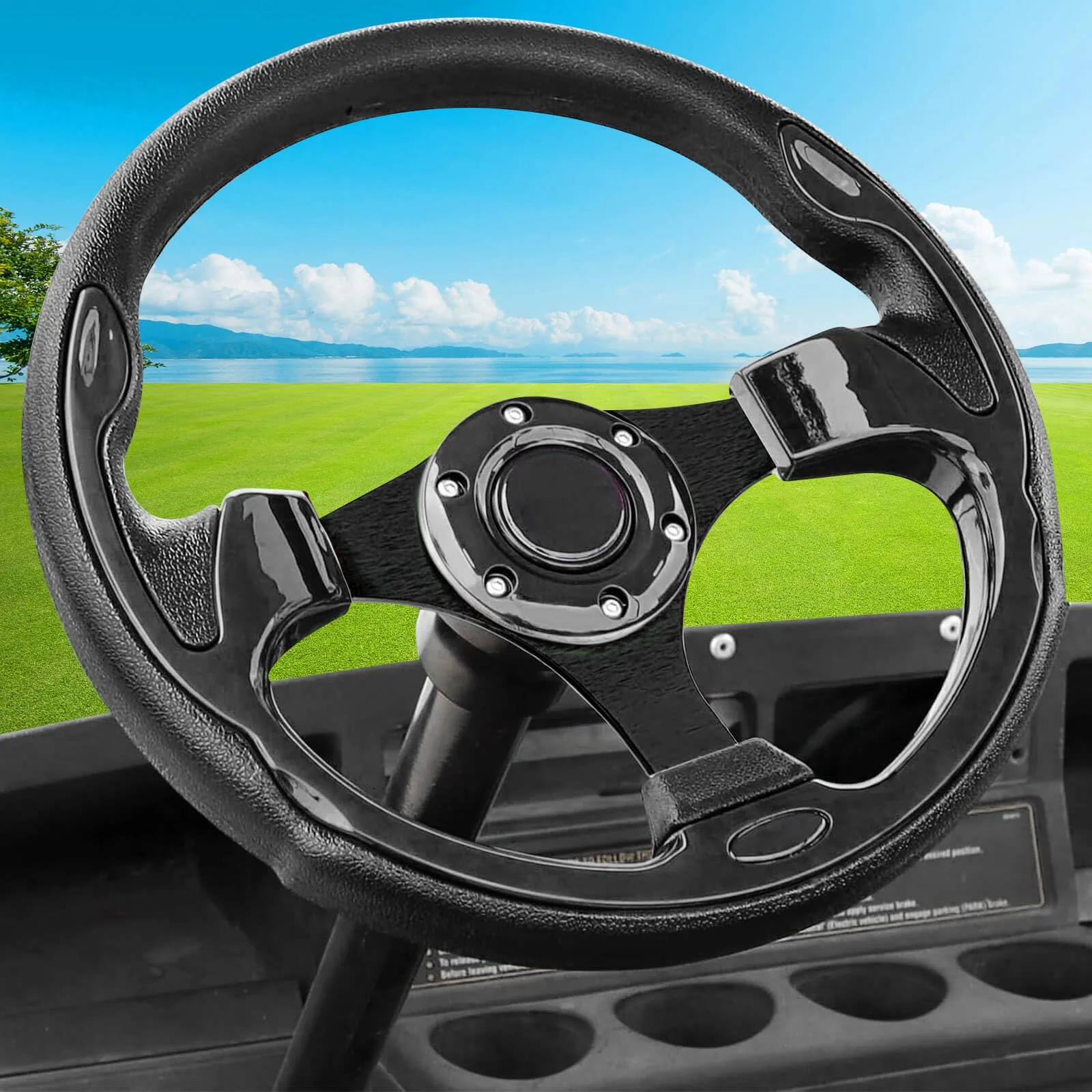 LEAPGOMAX 12.5 Inch Golf Cart Steering Wheel — Fits E-Z-GO, Club Car, Yamaha
