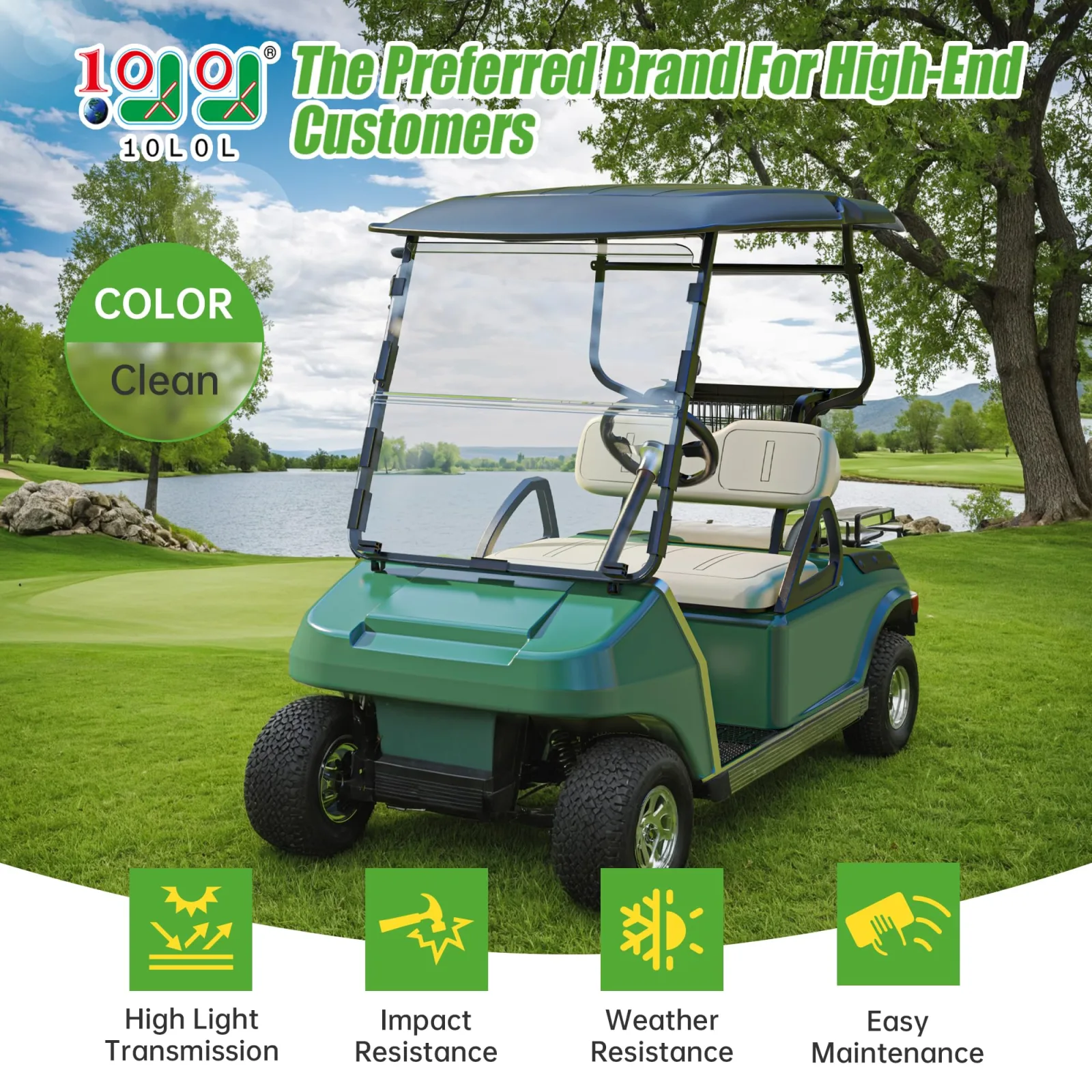 10L0L Foldable Windshield for Club Car DS 1982-2000 image 2