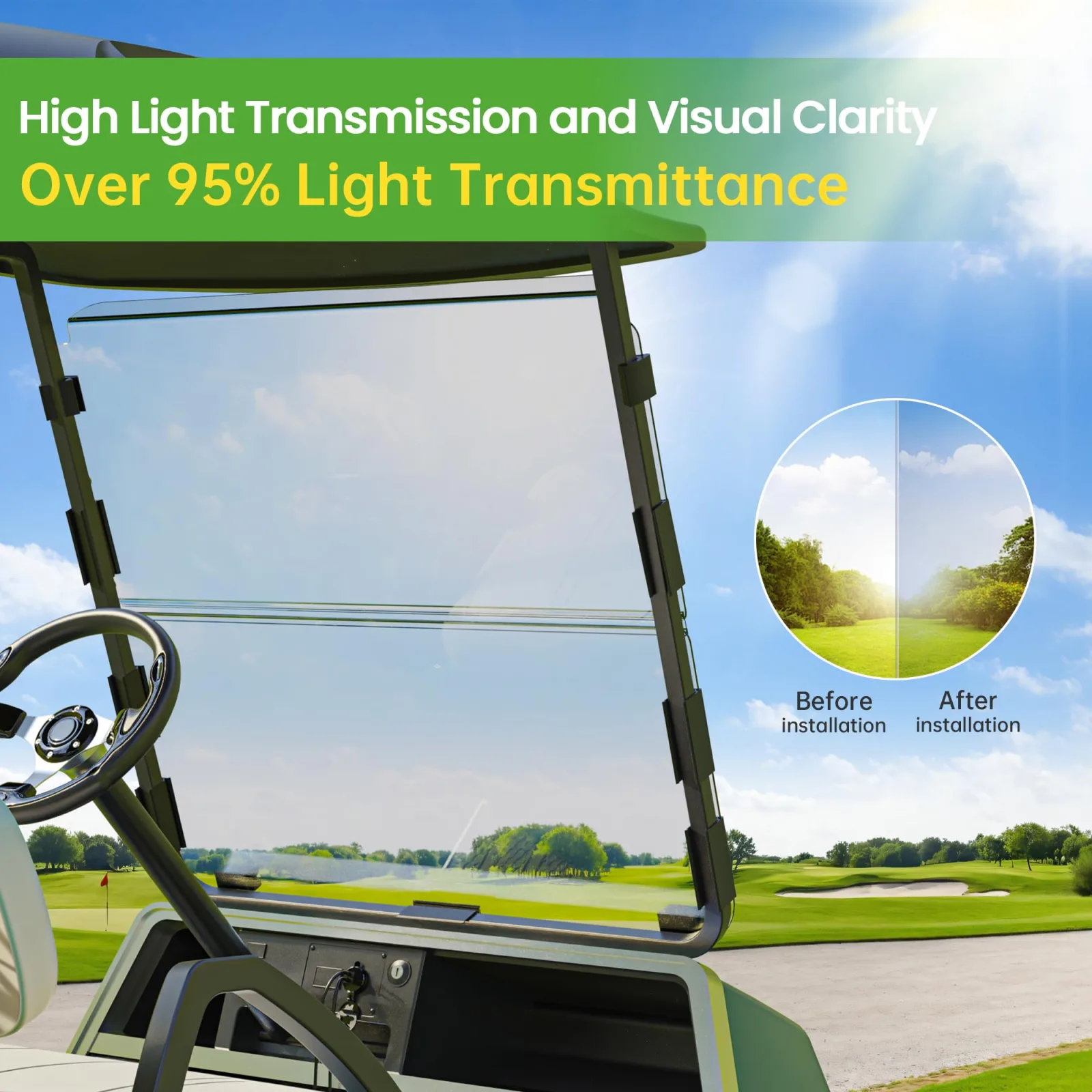 10L0L Foldable Windshield for Club Car DS 1982-2000 image 3