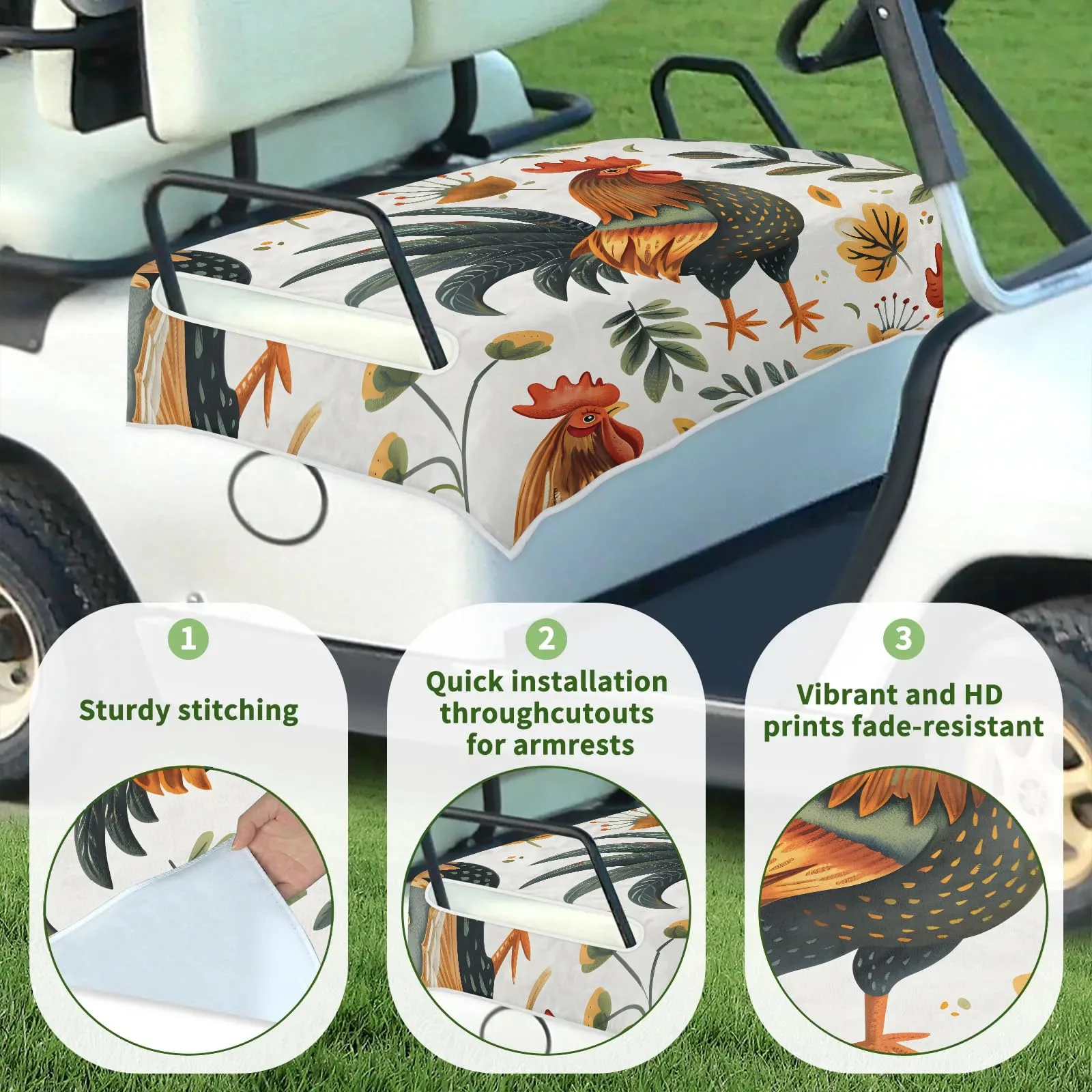 Tiveruda Golf Cart Seat Cover for Double Seats, 51 x 31 in image 3