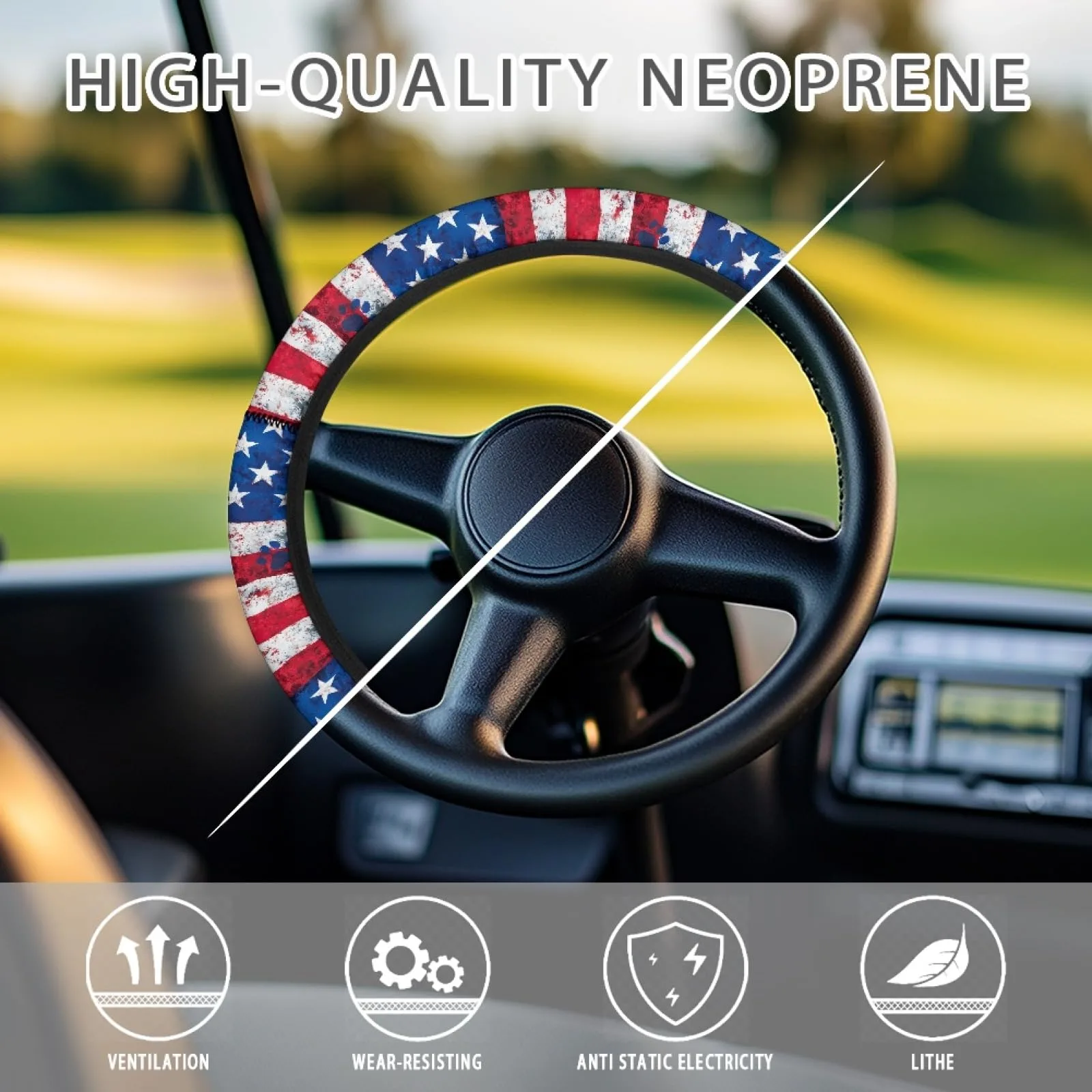 INSTANTARTS American Flag Golf Cart Steering Wheel Cover image 4