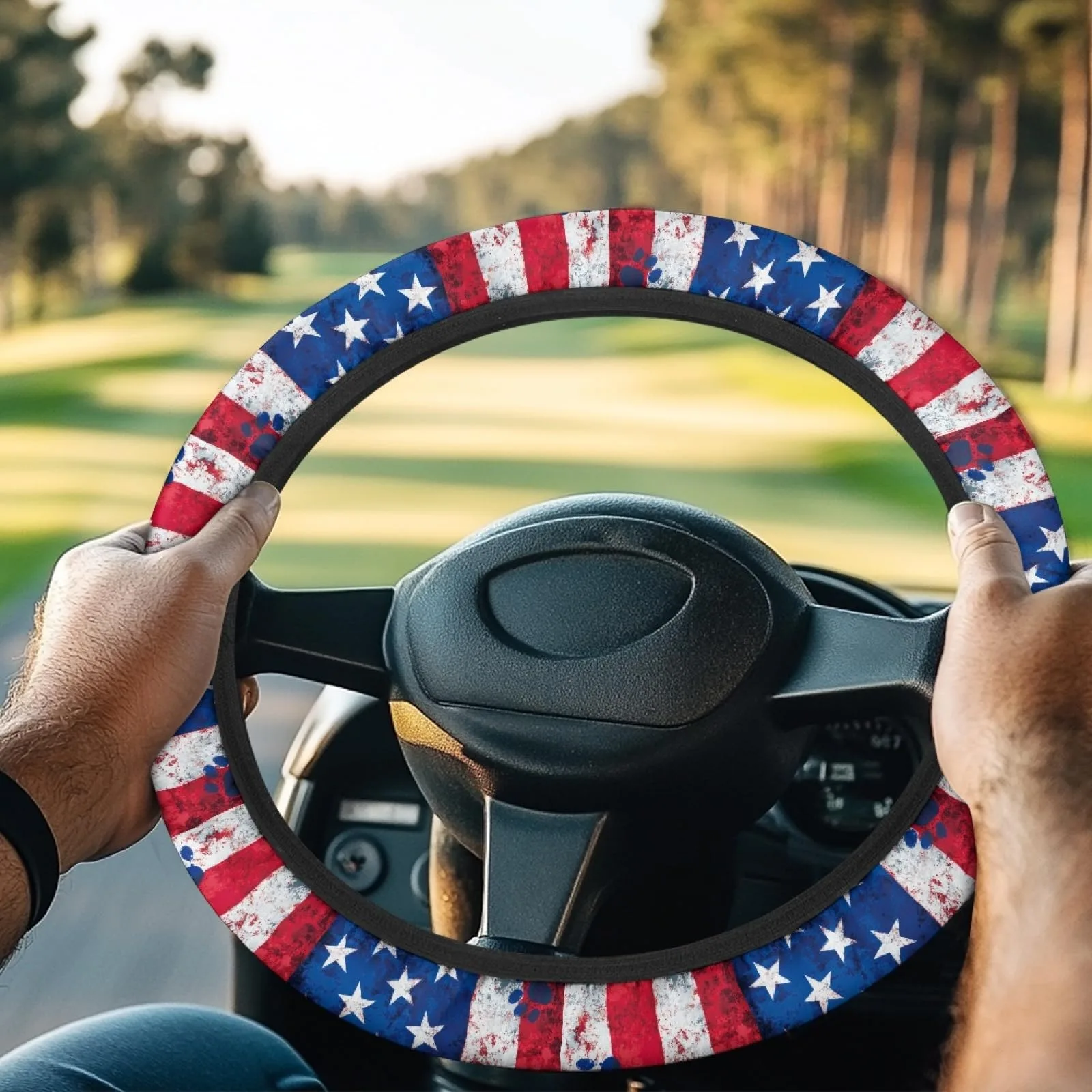 INSTANTARTS American Flag Golf Cart Steering Wheel Cover