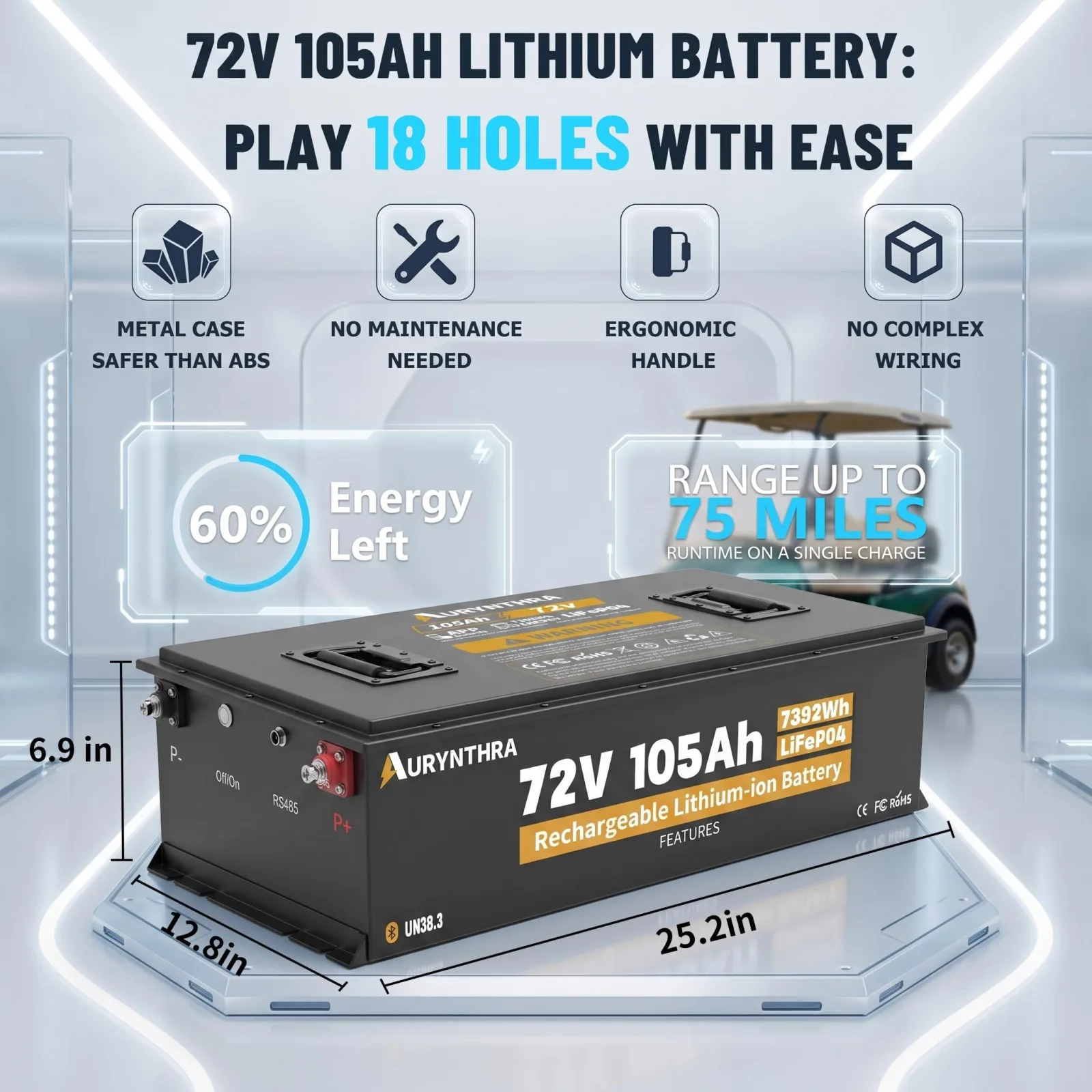 AURYNTHRA 72V 105Ah LiFePO4 Golf Cart Battery AUR-72V105Ah image 4