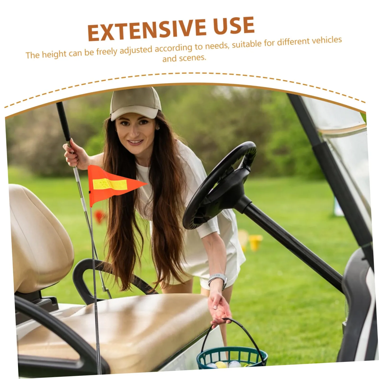Cabilock Orange Reflective Telescopic Golf Cart Safety Flag image 3