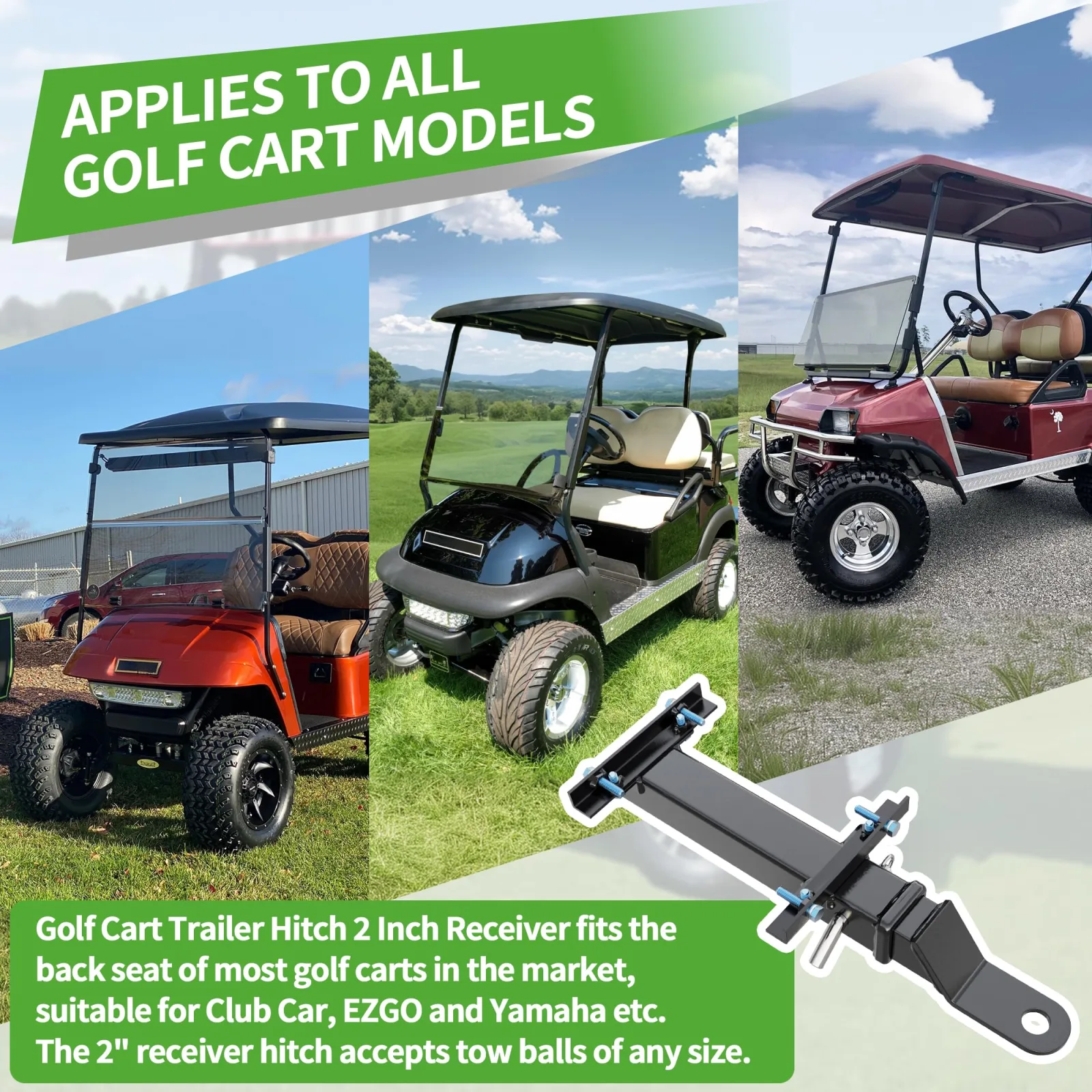 10L0L Golf Cart Trailer Hitch Kit, 2-Inch Receiver image 4